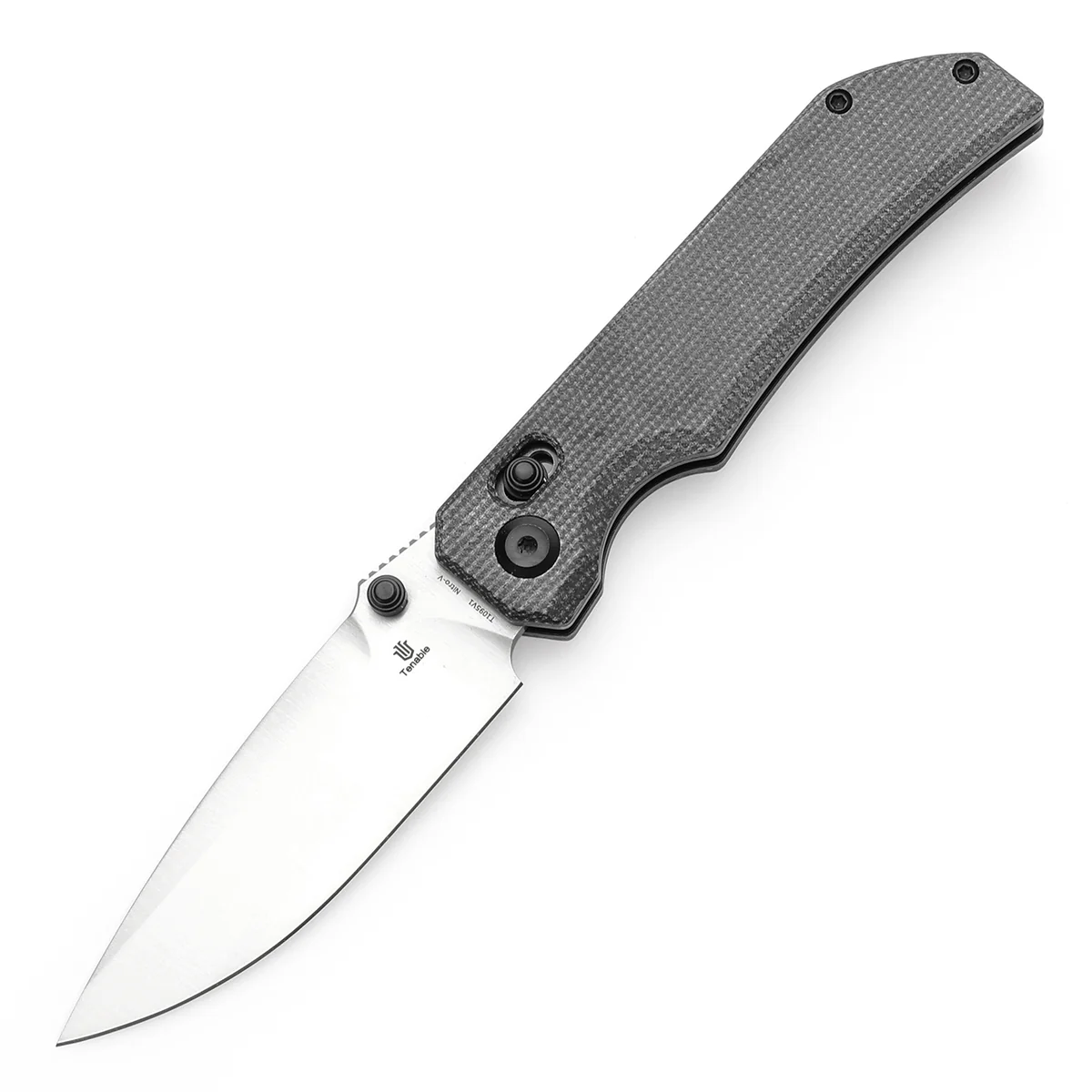 Tenable Eaglestrike Cross Bar Lock Folding Knife Black Micarta Handle (3.73'' Satin Nitro-V Blade) James Lowe Design-T1095V1 - Image 2