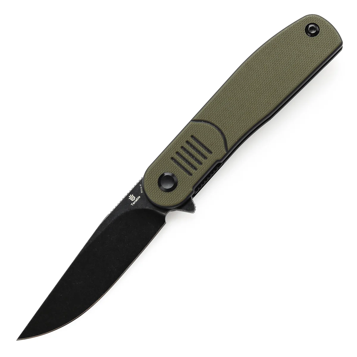 Tenable Einar Folding Knife Olive Green & Black G10 Handle (3.13'' Blackwash Nitro-V Blade) Justin Lundquist Design-T2072A1 - Image 2