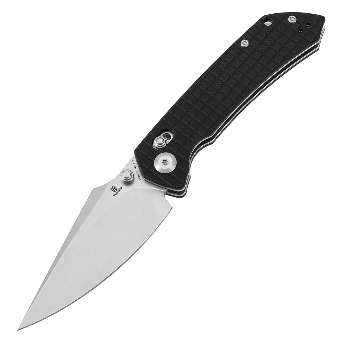 Tenable Fenrir Cross Bar Lock Folding Knife| Black G10 with Frag Pattern| 3.48“ Stonewashed Nitro-V Blade | Sparrow Knife Design | T1034V7 - Image 2