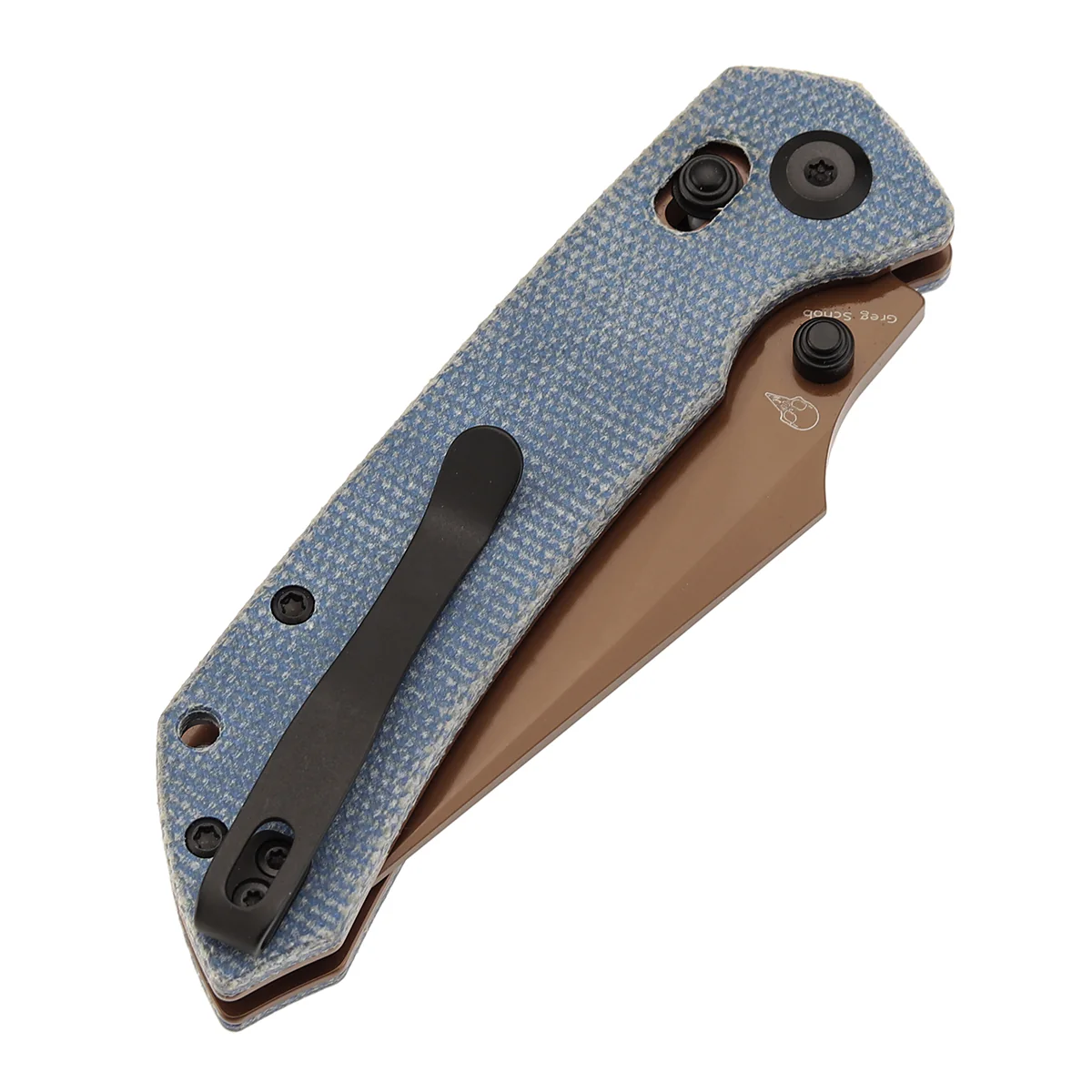 Tenable Fenrir Cross Bar Lock Folding Knife| Blue Micarta | 3.48" Rose Gold Coated Nitro-V Blade | Sparrow Knife Design | T1034V6 - Image 7