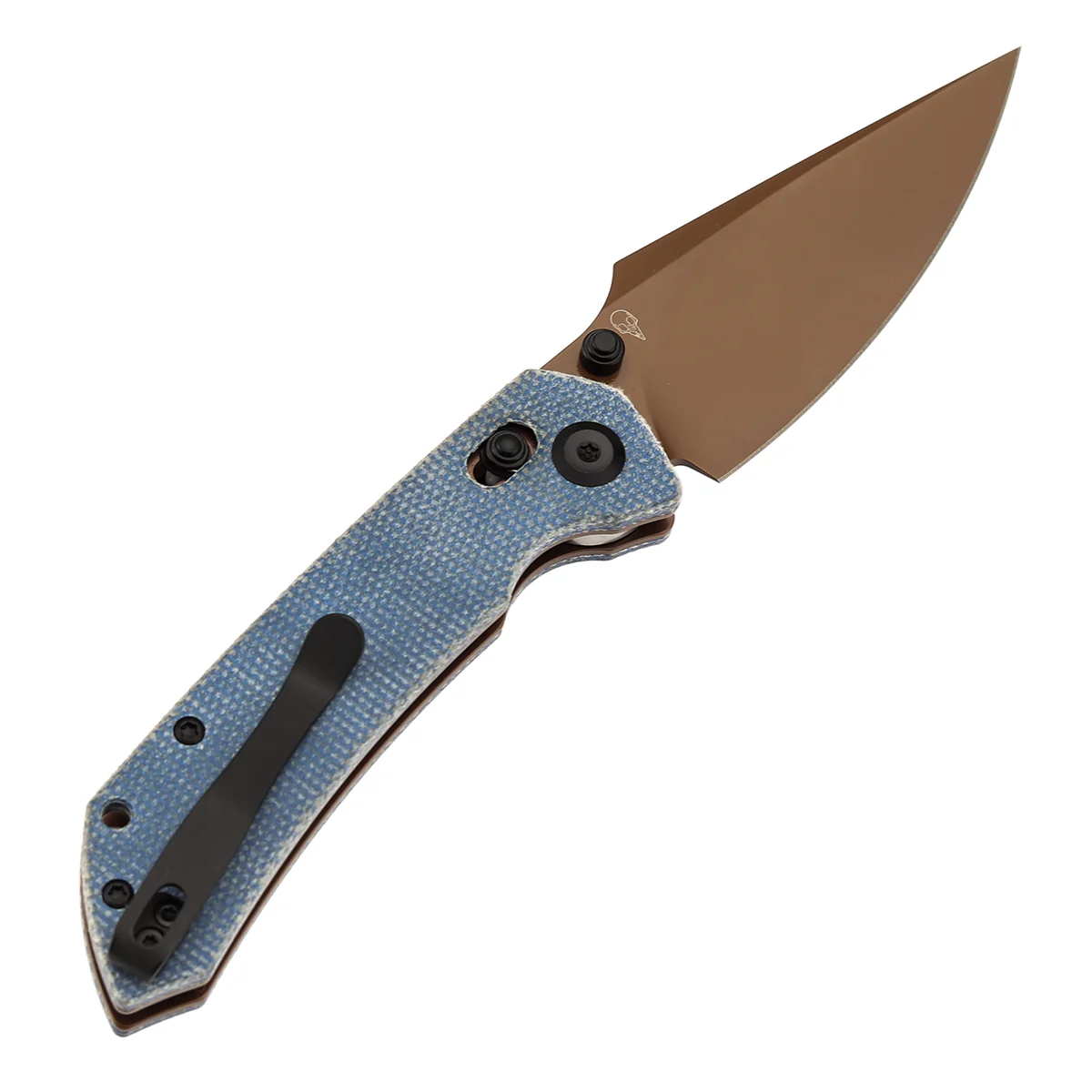 Tenable Fenrir Cross Bar Lock Folding Knife| Blue Micarta | 3.48" Rose Gold Coated Nitro-V Blade | Sparrow Knife Design | T1034V6 - Image 8