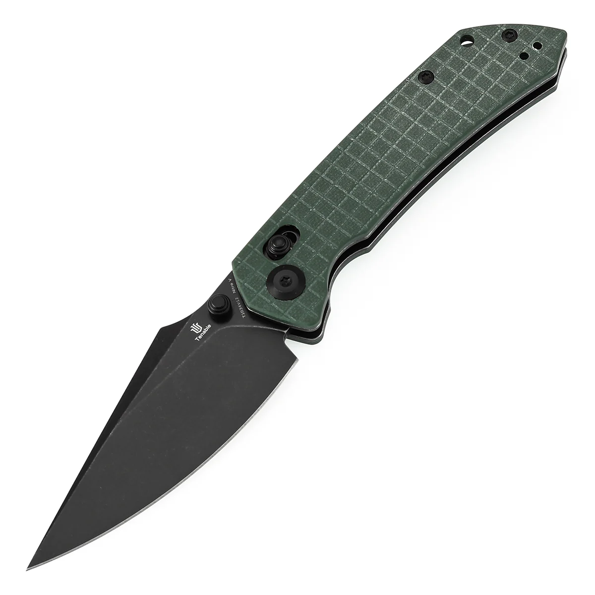 Tenable Fenrir Cross Bar Lock Folding Knife| Green G10 with Frag Pattern | 3.48" Blackwashed Nitro-V Blade | Sparrow Knife Design | T1034V12 - Image 2