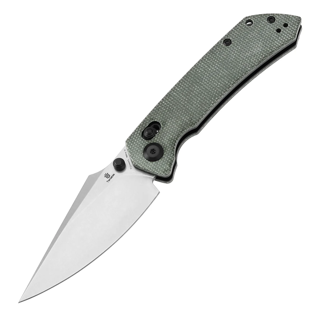 Tenable Fenrir Cross Bar Lock Folding Knife| Green Micarta | 3.48" Stonewashed Nitro-V Blade | Sparrow Knife Design | T1034V1 - Image 2
