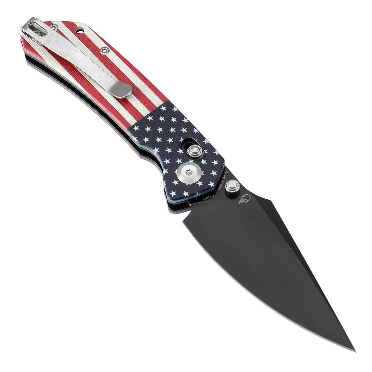 Tenable Fenrir Cross Bar Lock | Jade G10 with American Flag Handle | 3.48" Blackwashed Nitro-V Blade | Sparrow Knife Design | T1034V9 - Image 3