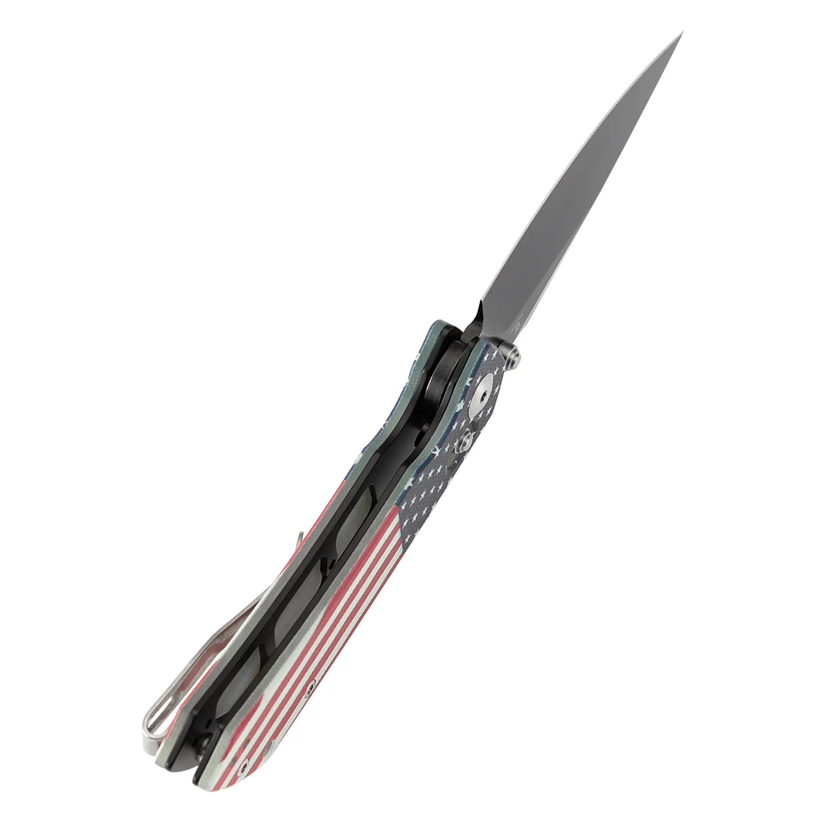 Tenable Fenrir Cross Bar Lock | Jade G10 with American Flag Handle | 3.48" Blackwashed Nitro-V Blade | Sparrow Knife Design | T1034V9 - Image 4