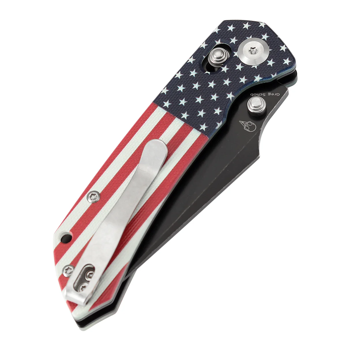 Tenable Fenrir Cross Bar Lock | Jade G10 with American Flag Handle | 3.48" Blackwashed Nitro-V Blade | Sparrow Knife Design | T1034V9 - Image 7