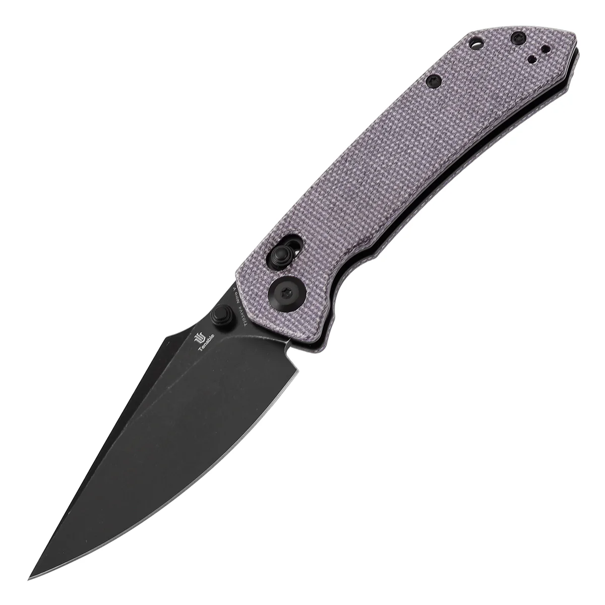 Tenable Fenrir Cross Bar Lock Folding Knife| Purple Micarta | 3.48" Blackwashed Nitro-V Blade | Sparrow Knife Design | T1034V4 - Image 2