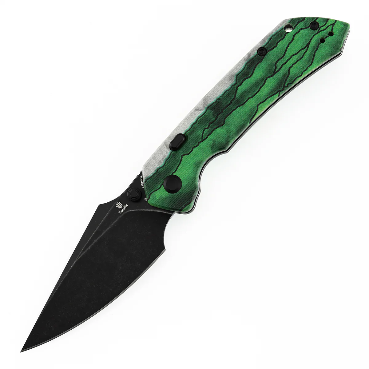 Tenable Fenrir Top Liner Lock Folding Knife| 3.4“ Blackwash D2 Blade | Jade G10 with Green Misty Mountain Inspired Pattern Handle | Sparrow Knife Design | B1034H12 - Image 2