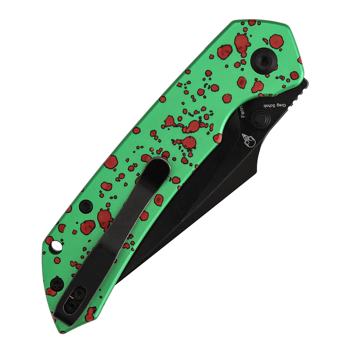 Tenable Fenrir Top Liner Lock Folding Knife| 3.4" Blackwash Nitro-V Blade |Green Aluminum with Zombie Blood Handle | Sparrow Knife Design | B1034H22 - Image 8
