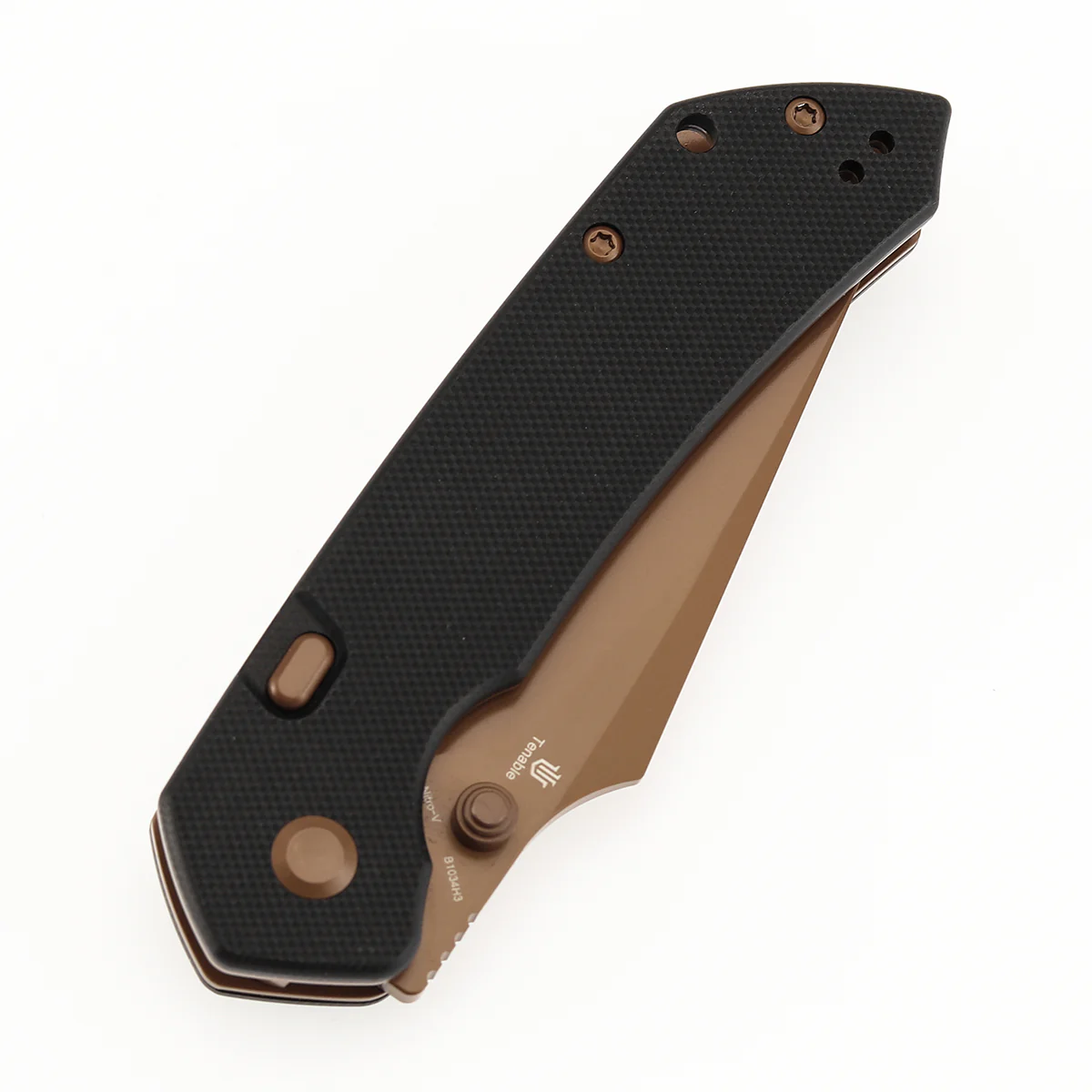 Tenable Fenrir Top Liner Lock Folding Knife| Black G10 Handle | 3.48“ Rose Gold Coated Nitro-V Blade | Sparrow Knife Design | B1034H3 - Image 6