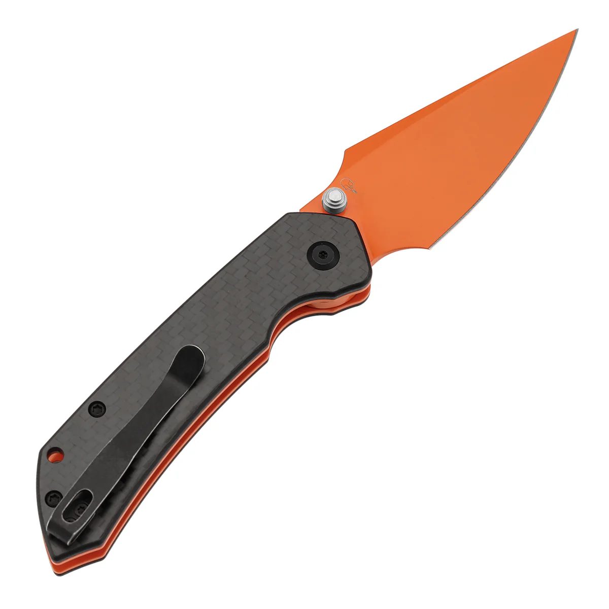 Tenable Fenrir Top Liner Lock Folding Knife| Twill Carbon Fiber Handle | 3.48“ Orange Coated Nitro V Blade | Sparrow Knife Design | B1034H5 (Stainless Steel Thumb Stud) - Image 9