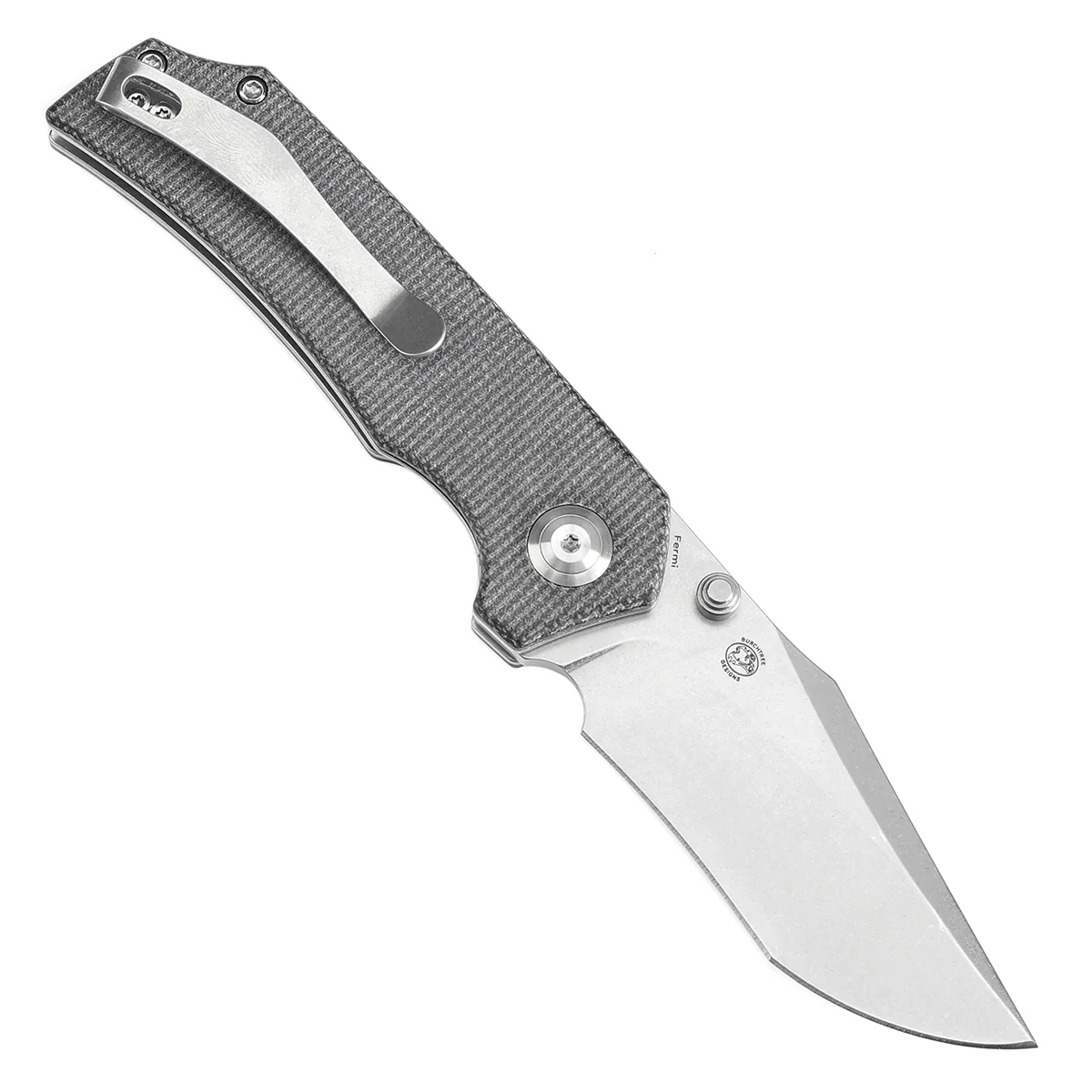 Tenable Fermi Folding Knife Black Micarta Handle (3.11'' Stonewashed 14C28N Blade) Burchtree Designs-T1122A3 - Image 3