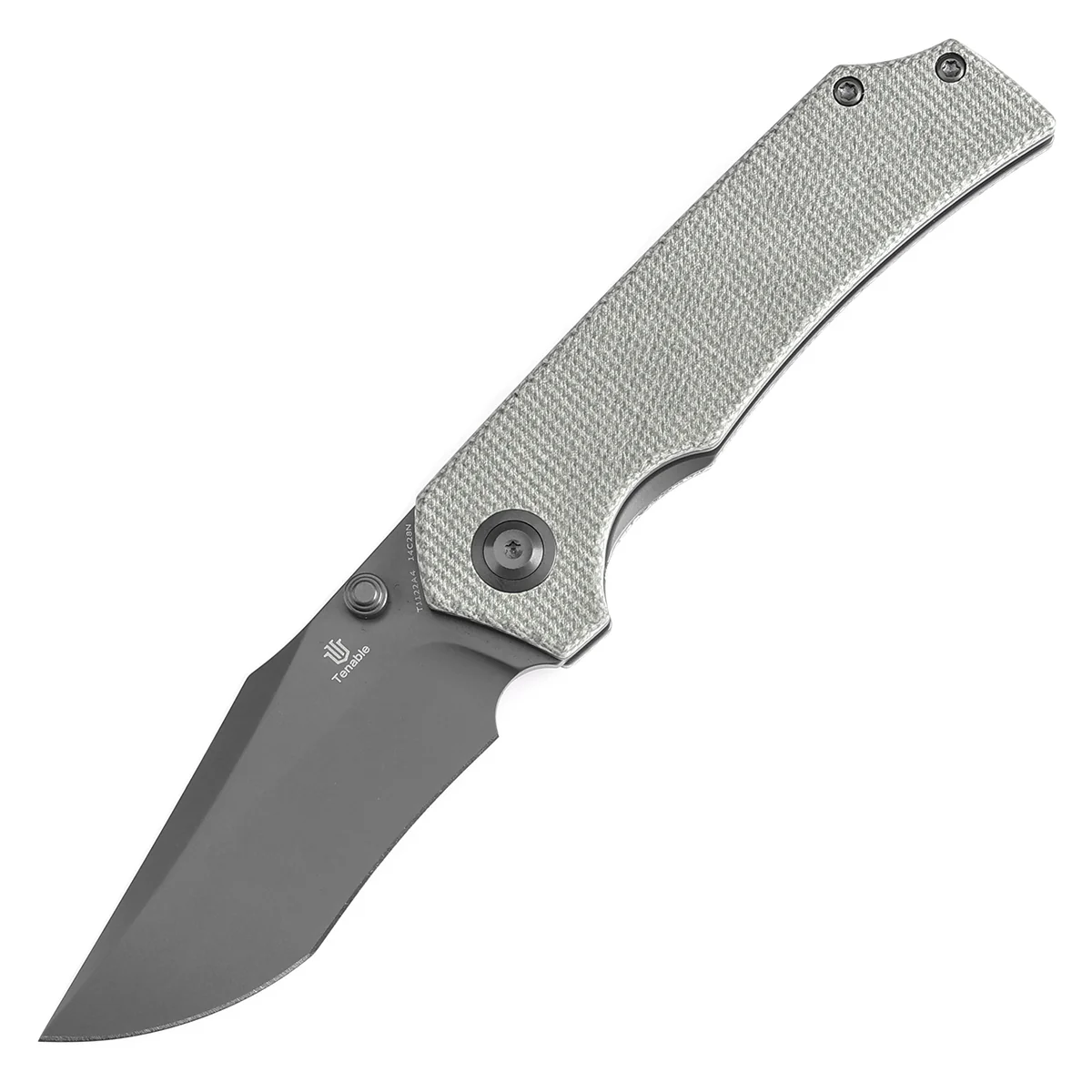 Tenable Fermi Folding Knife Green Micarta Handle (3.11'' Grey TiCn Coated 14C28N Blade) Burchtree Designs-T1122A4 - Image 2