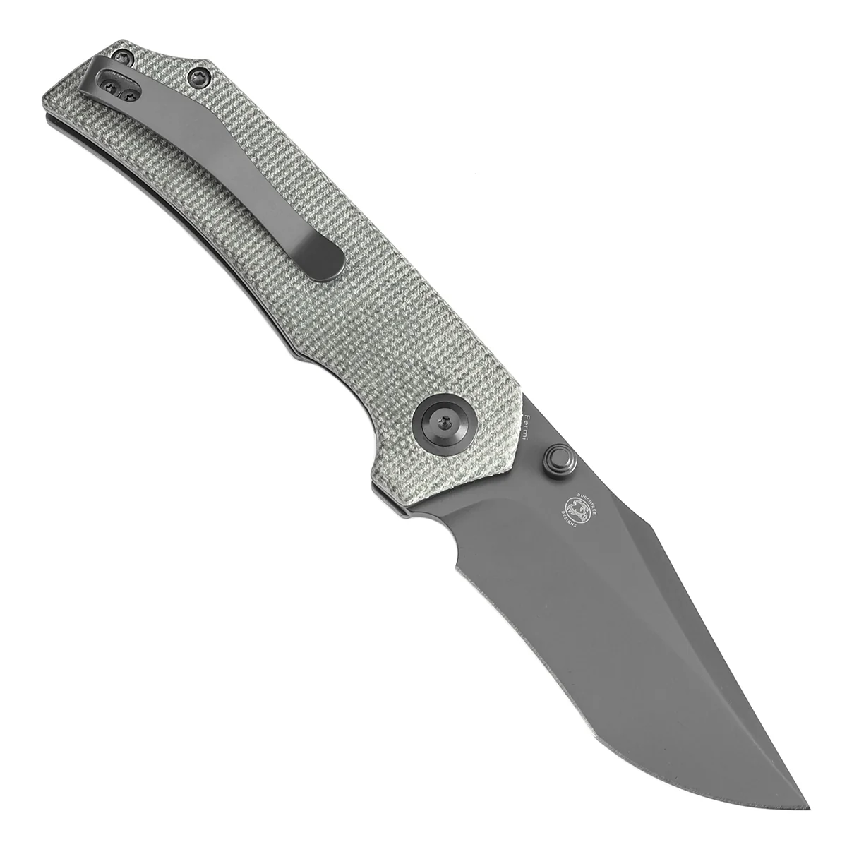 Tenable Fermi Folding Knife Green Micarta Handle (3.11'' Grey TiCn Coated 14C28N Blade) Burchtree Designs-T1122A4 - Image 3