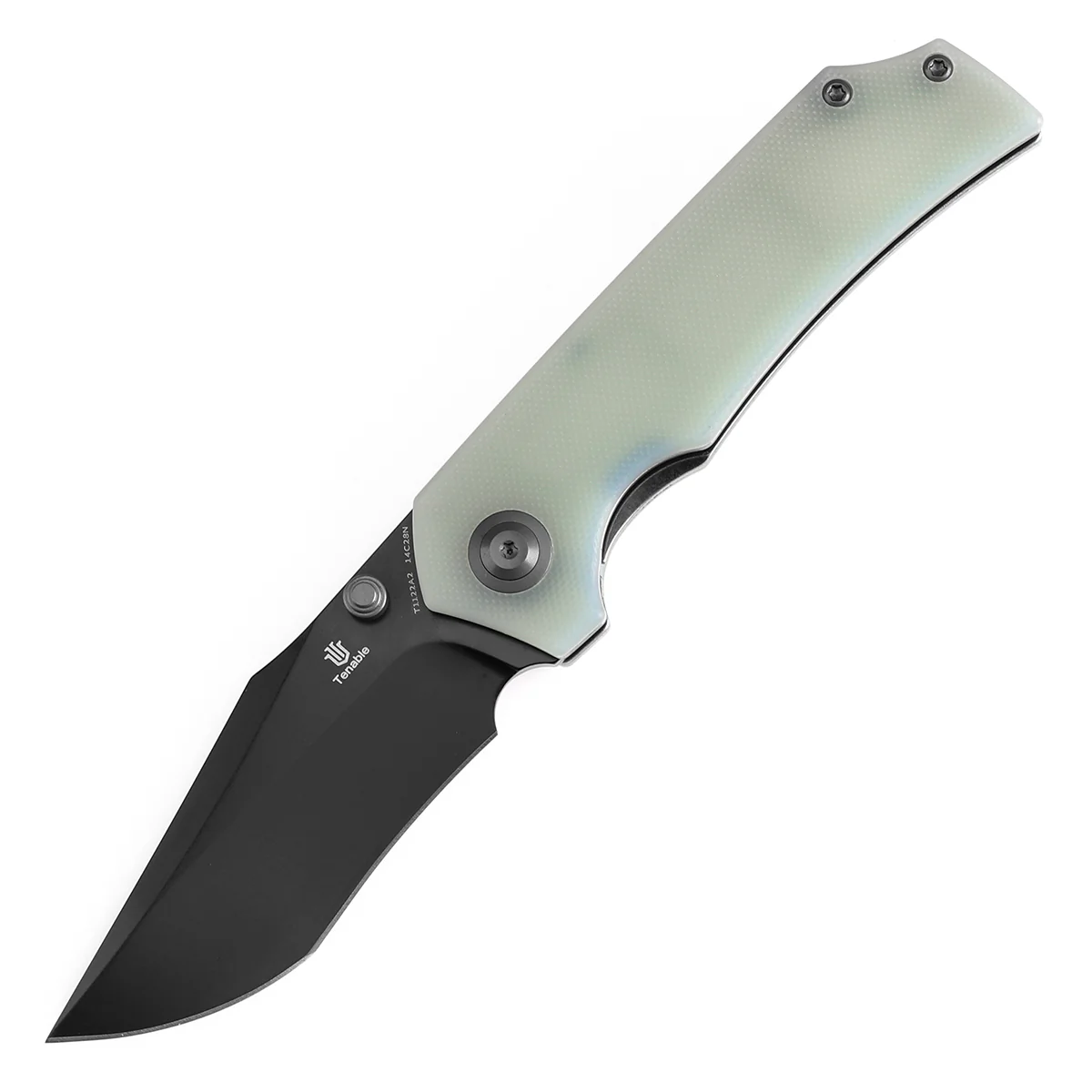 Tenable Fermi Folding Knife Jade G10 Handle (3.11'' Black TiCn Coated 14C28N Blade) Burchtree Designs-T1122A2 - Image 2