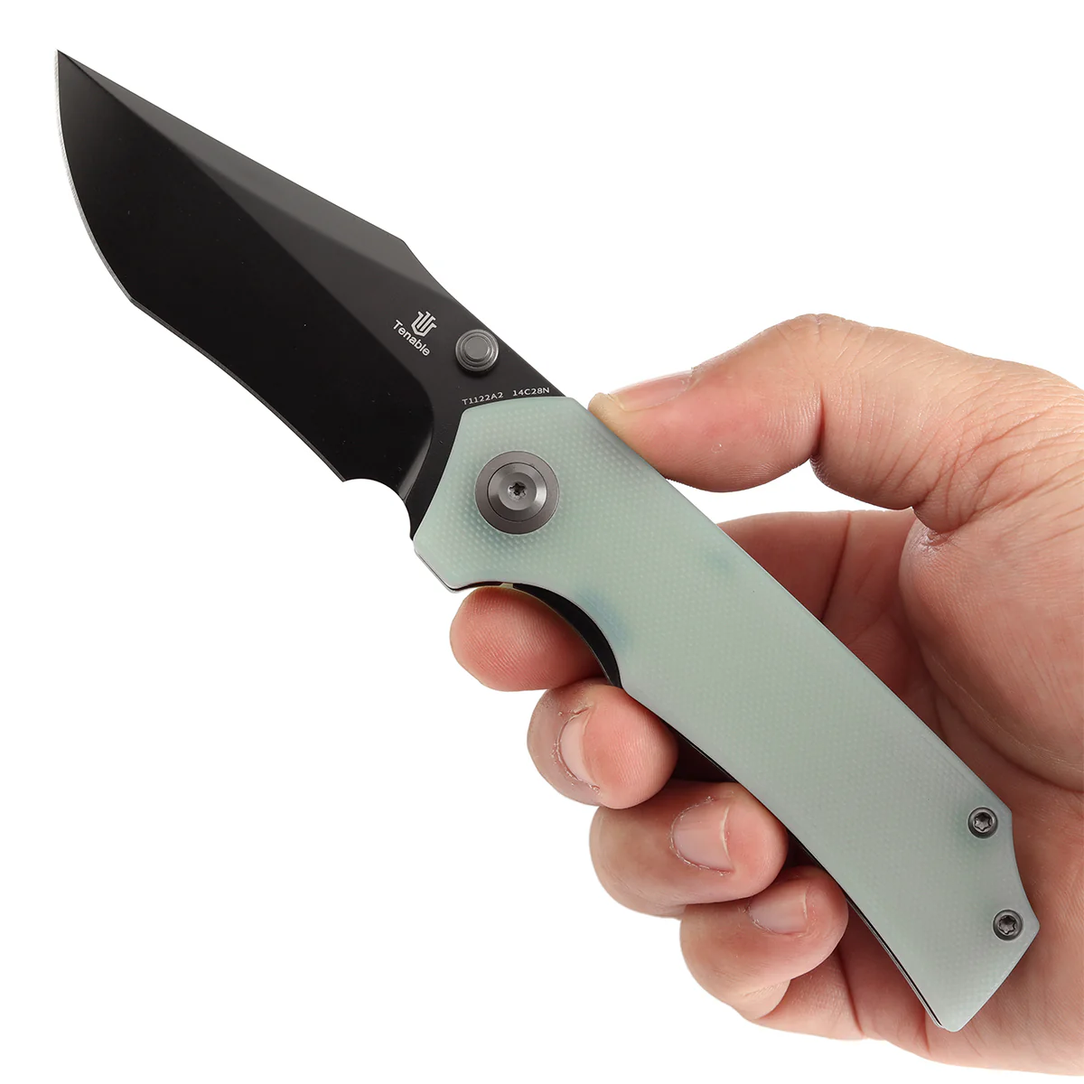 Tenable Fermi Folding Knife Jade G10 Handle (3.11'' Black TiCn Coated 14C28N Blade) Burchtree Designs-T1122A2 - Image 9
