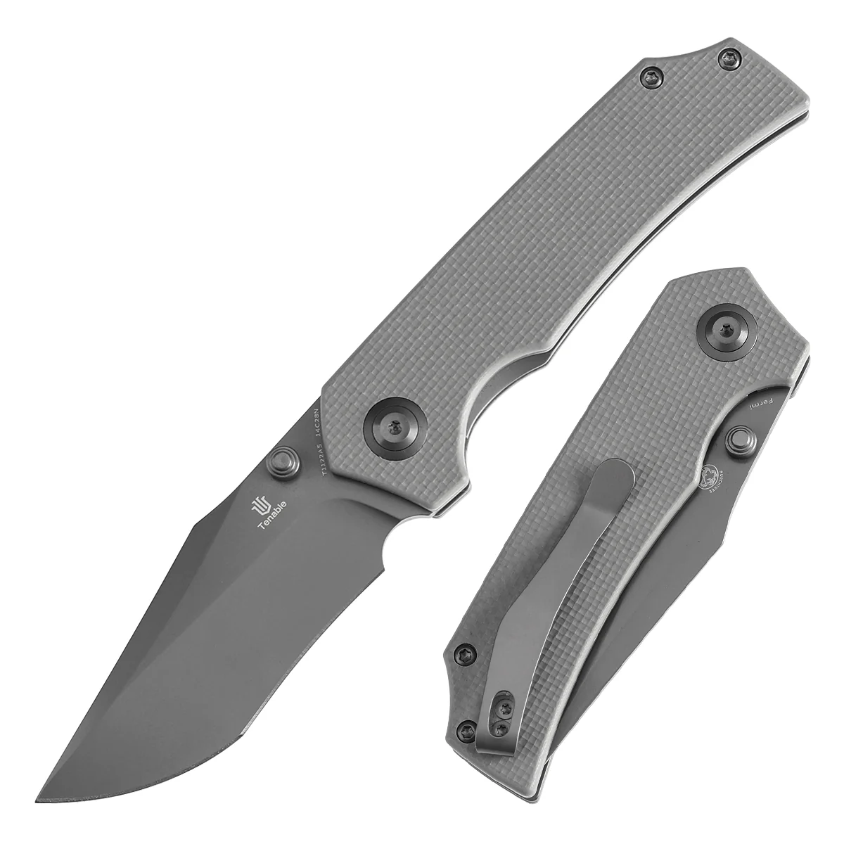 Tenable Fermi Folding Knife Light Sand G10 Handle (3.11'' Grey TiCn Coated 14C28N Blade) Burchtree Designs-T1122A5