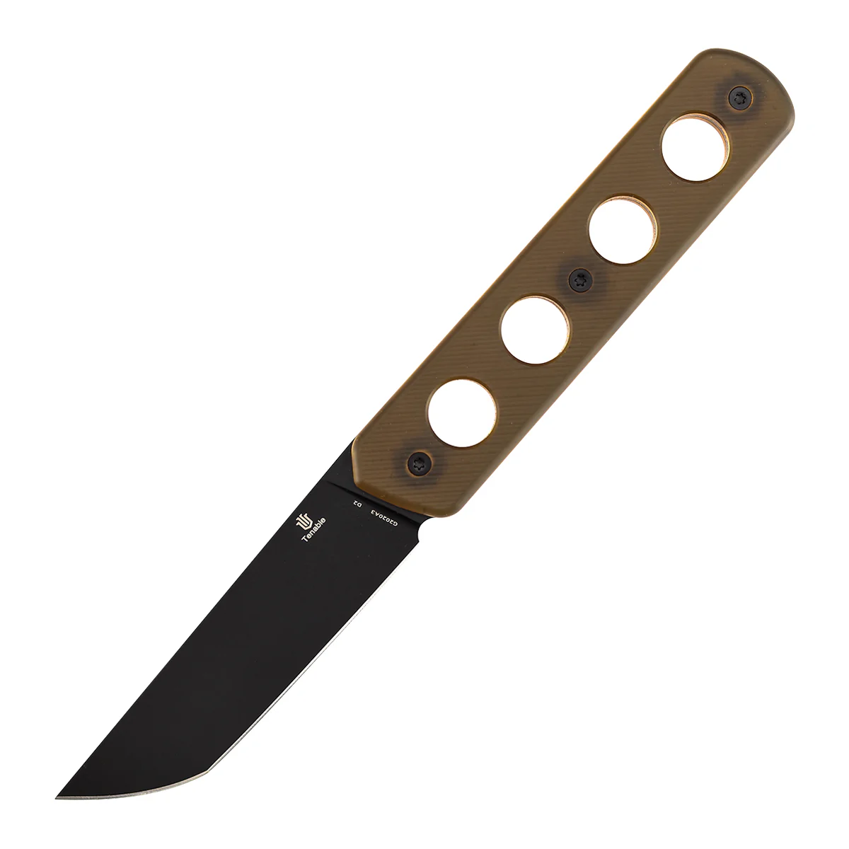 Tenable Foosa Fixed Blade Knife - 3.06'' Blackwash D2 Blade | Amber PEI Handle | Rolf Helbig - G2020A3 - Image 2