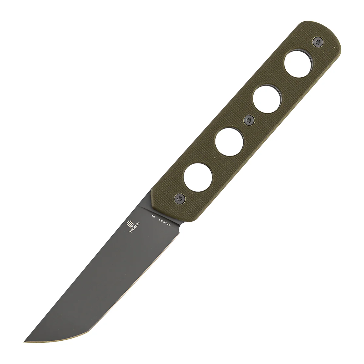 Tenable Foosa Fixed Blade Knife - 3.06'' Gray TiCn Coated D2 Blade | Olive Green G10 Handle | Rolf Helbig Design - G2020A4 - Image 2