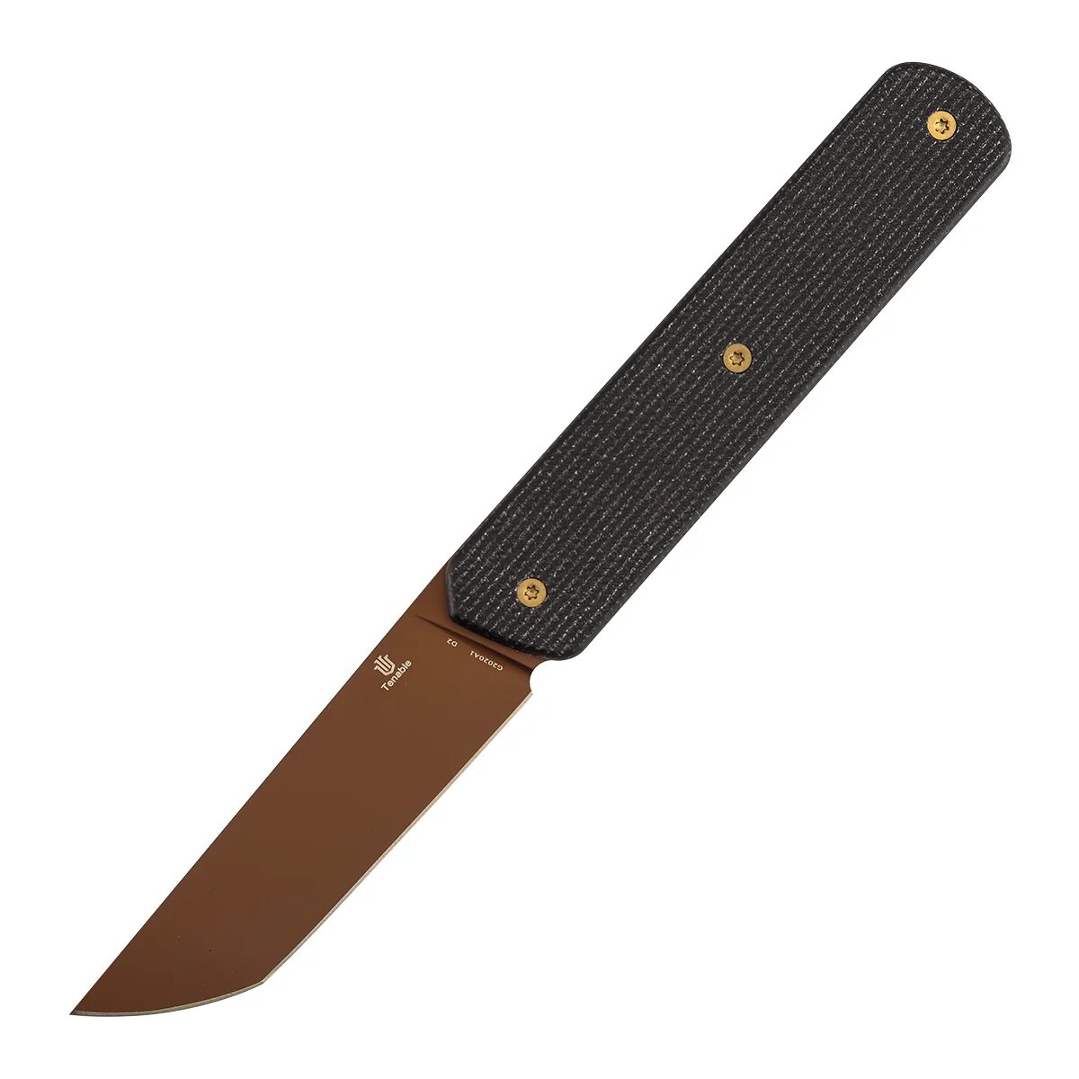 Tenable Foosa Fixed Blade Knife - 3.06'' Rose Gold D2 Blade | Black Micarta Handle | Rolf Helbig - G2020A1 - Image 2