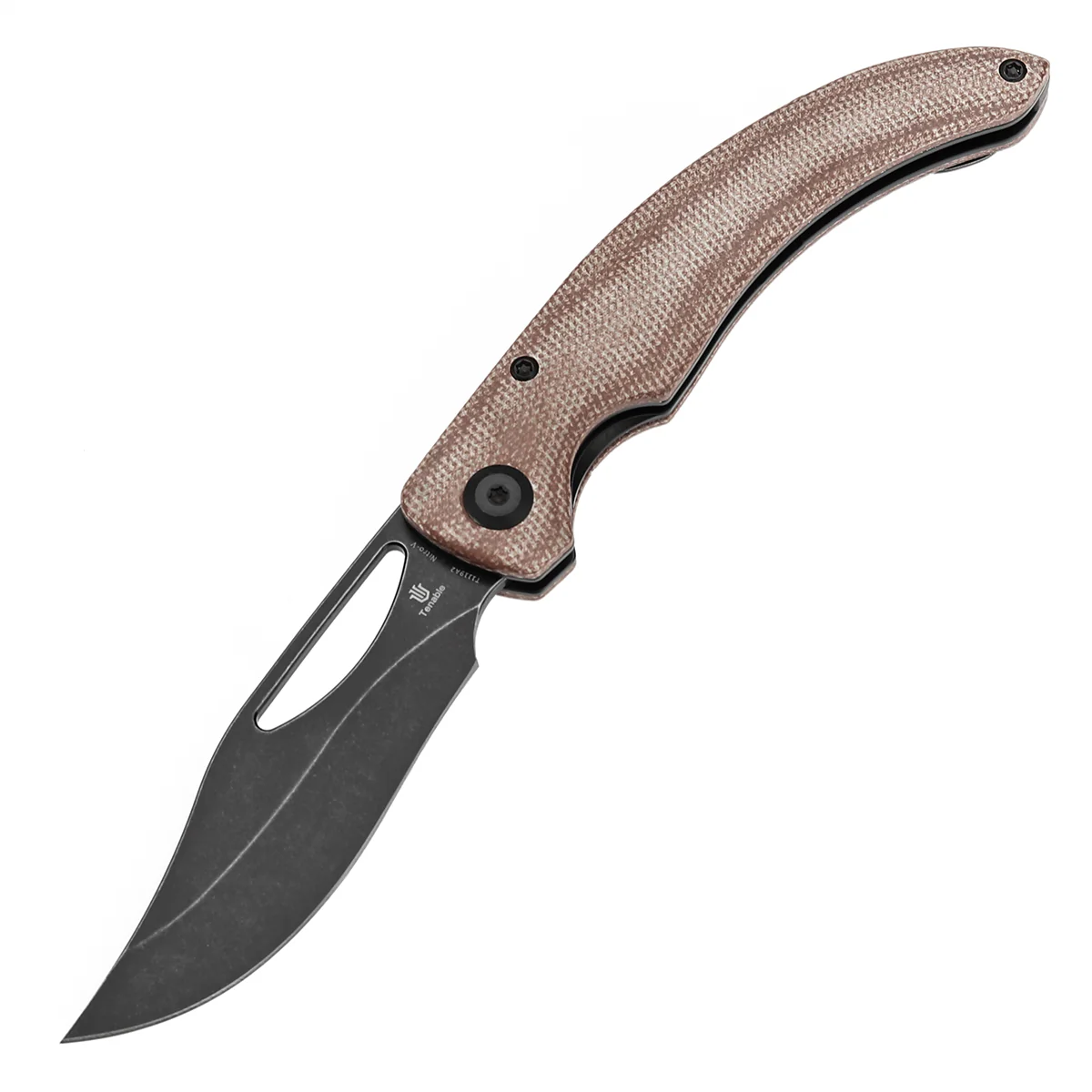 Tenable Gideon Folding Knife - 3.5'' Blackwash Nitro-V Point Blade - Brown Micarta Handle - Dead Sober Design - T1119A2 - Image 2