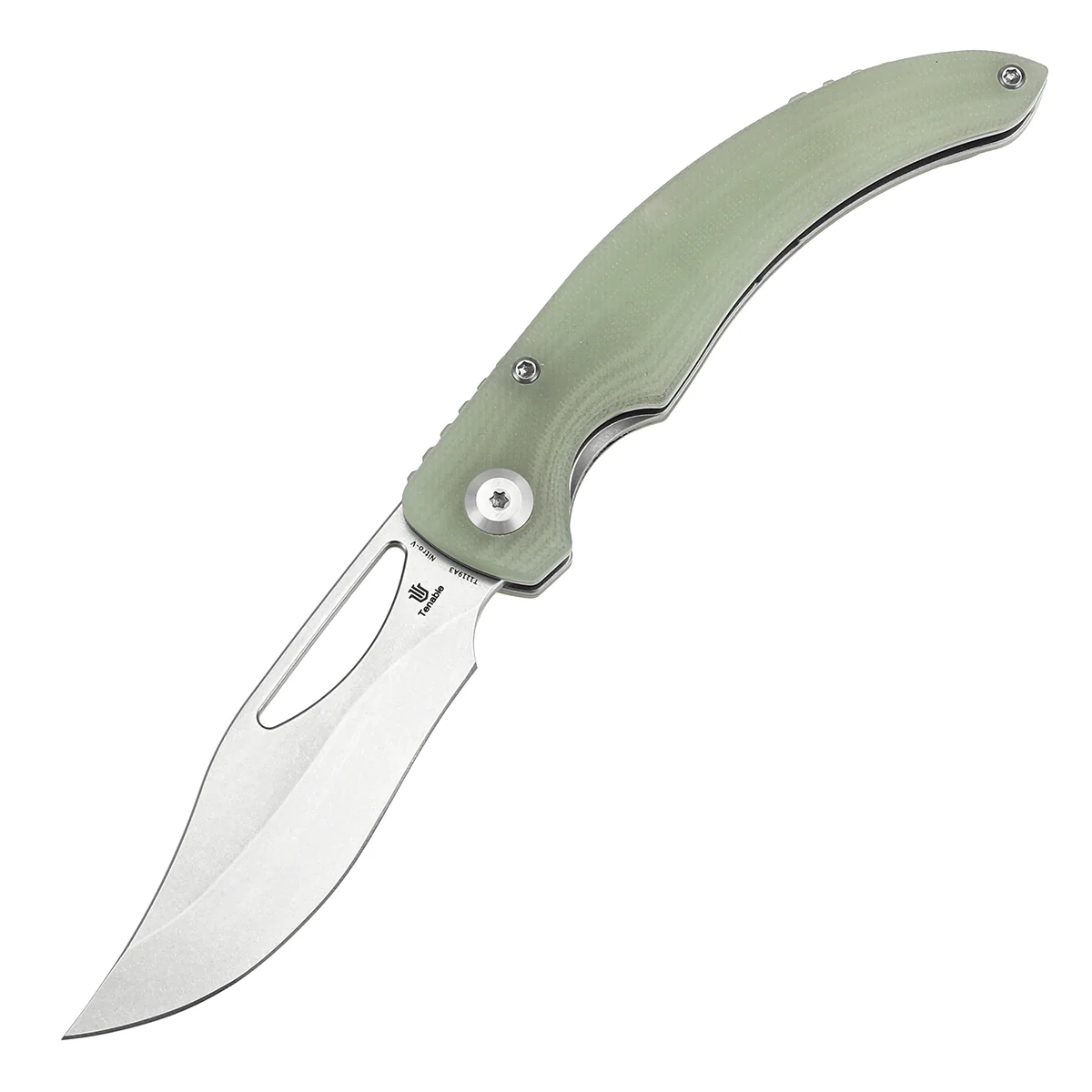 Tenable Gideon Folding Knife - 3.5'' Stonewashed Nitro V Blade -Jade G10 Handle - Dead Sober Design - T1119A3 - Image 2