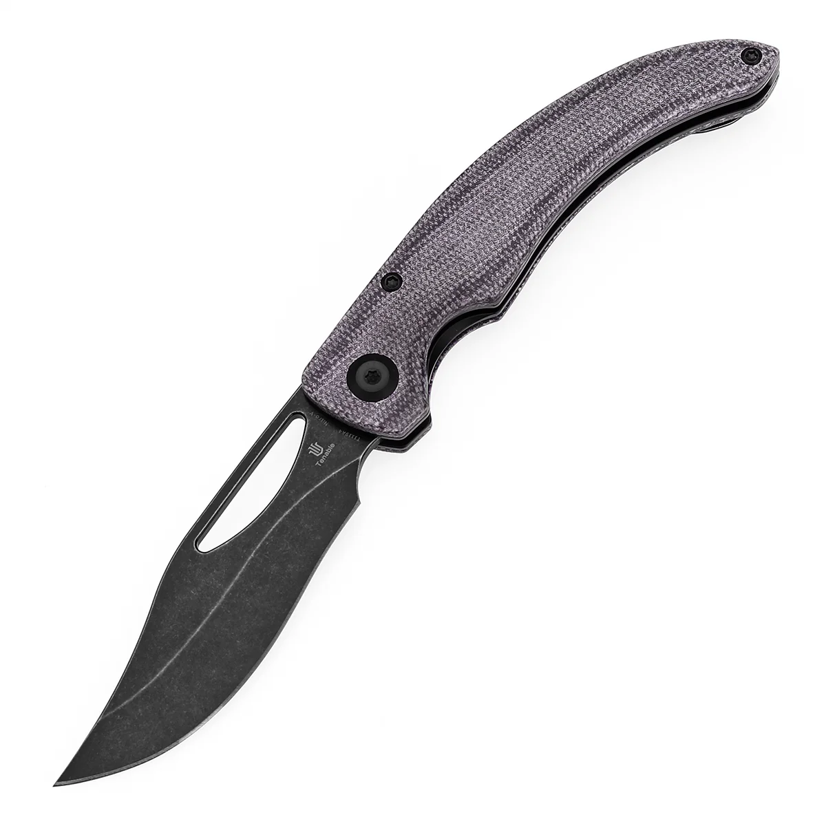 Tenable Gideon Folding Knife - 3.5'' Blackwash Nitro V Blade - Purple Micarta Handle - Dead Sober Design - T1119A4 - Image 2