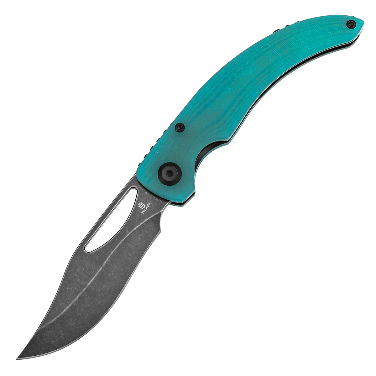 Tenable Gideon Folding Knife - 3.5'' Blackwash Nitro V Blade - Tiffany Blue G10 Handle - Dead Sober Design - T1119A5 - Image 2