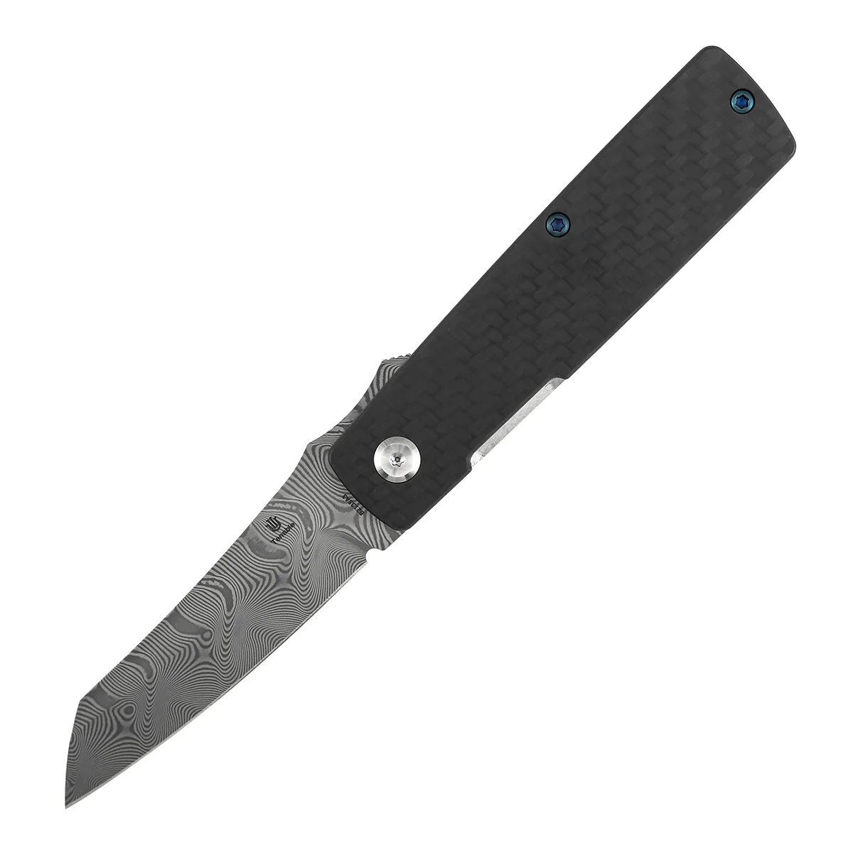 Tenable Higonokami Folding Knife | 3.02'' Water Ripple Damascus Blade | Twill Cabrbon Fiber Handle | Goran mihajlovic Design | B2135A3 - Image 2