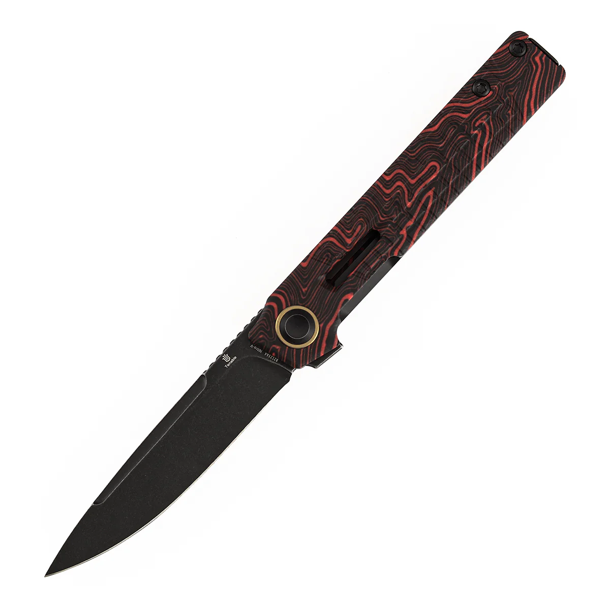 Tenable Kitpu Folding Knife | 2.9'' Blackwash Nitro-V Blade | Black & Red G-Mascus Handle | Jonathan Styles Design - B2123A4 - Image 2