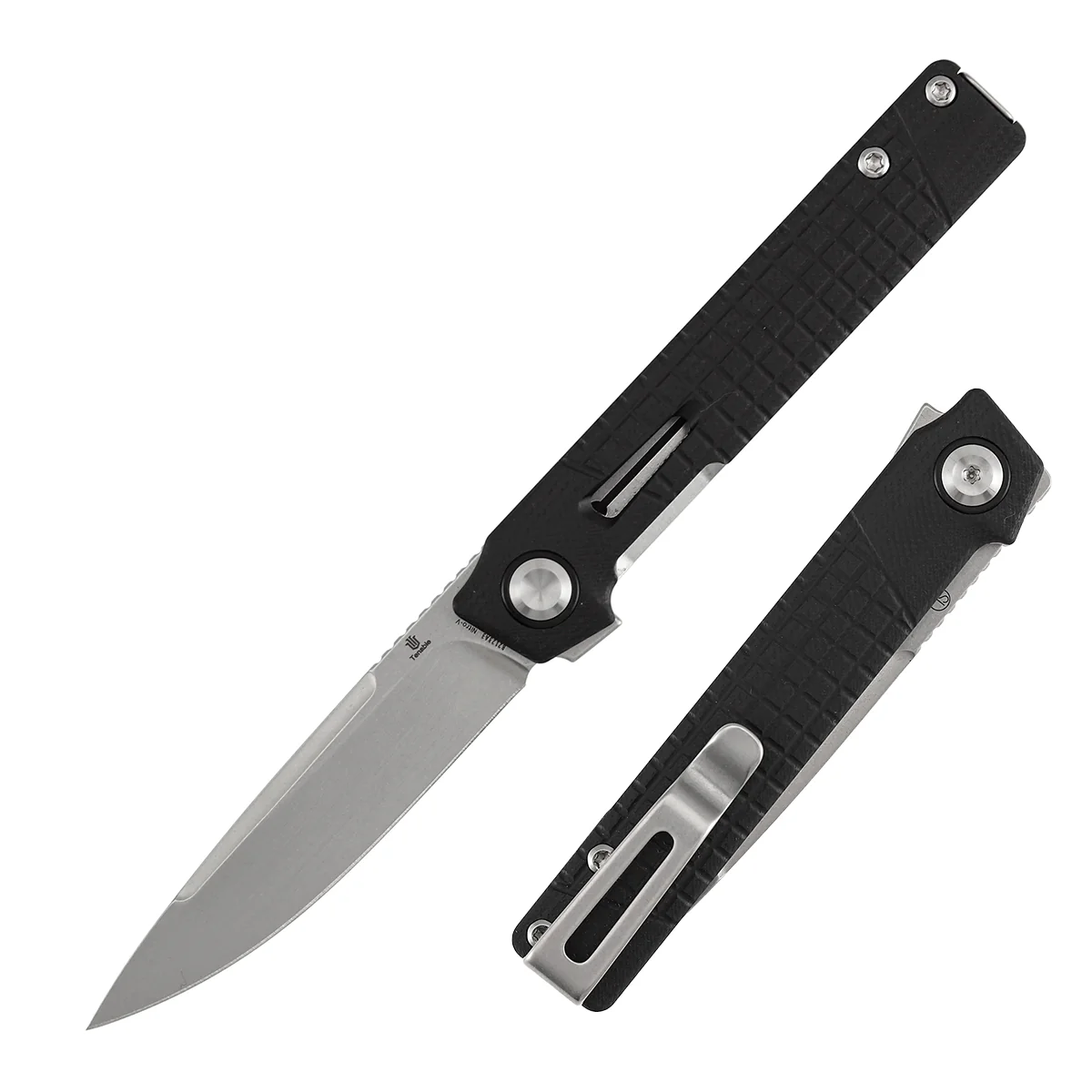 Tenable Kitpu Folding Knife | 2.9'' Stonewashed Nitro-V Blade | Black G10 with Frag Pattern Handle | Jonathan Styles Design - B2123A3