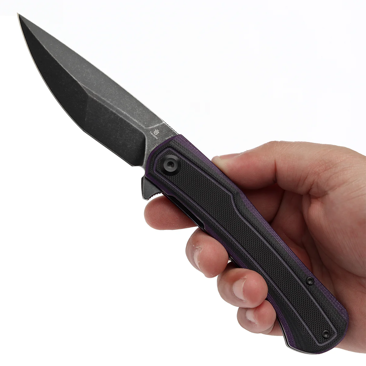 Tenable Kratos Folding Knife Black and Purple G10 Handle(3.79" Blackwash Nitro-V Blade) Ostap Hel Design-T1024A3 - Image 9