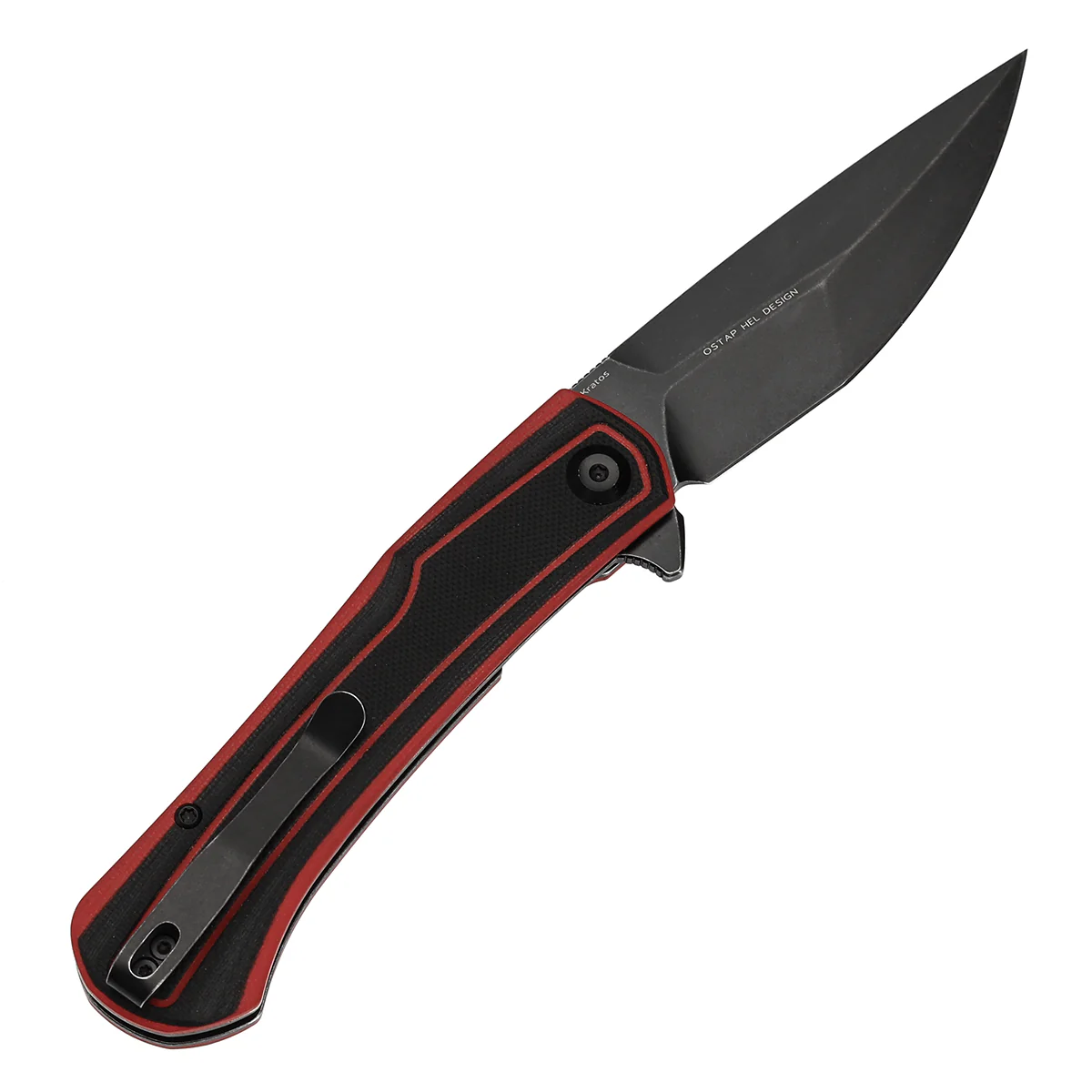 Tenable Kratos Folding Knife Black and Red G10 Handle(3.79" Blackwash Nitro-V Blade) Ostap Hel Design-T1024A1 - Image 8