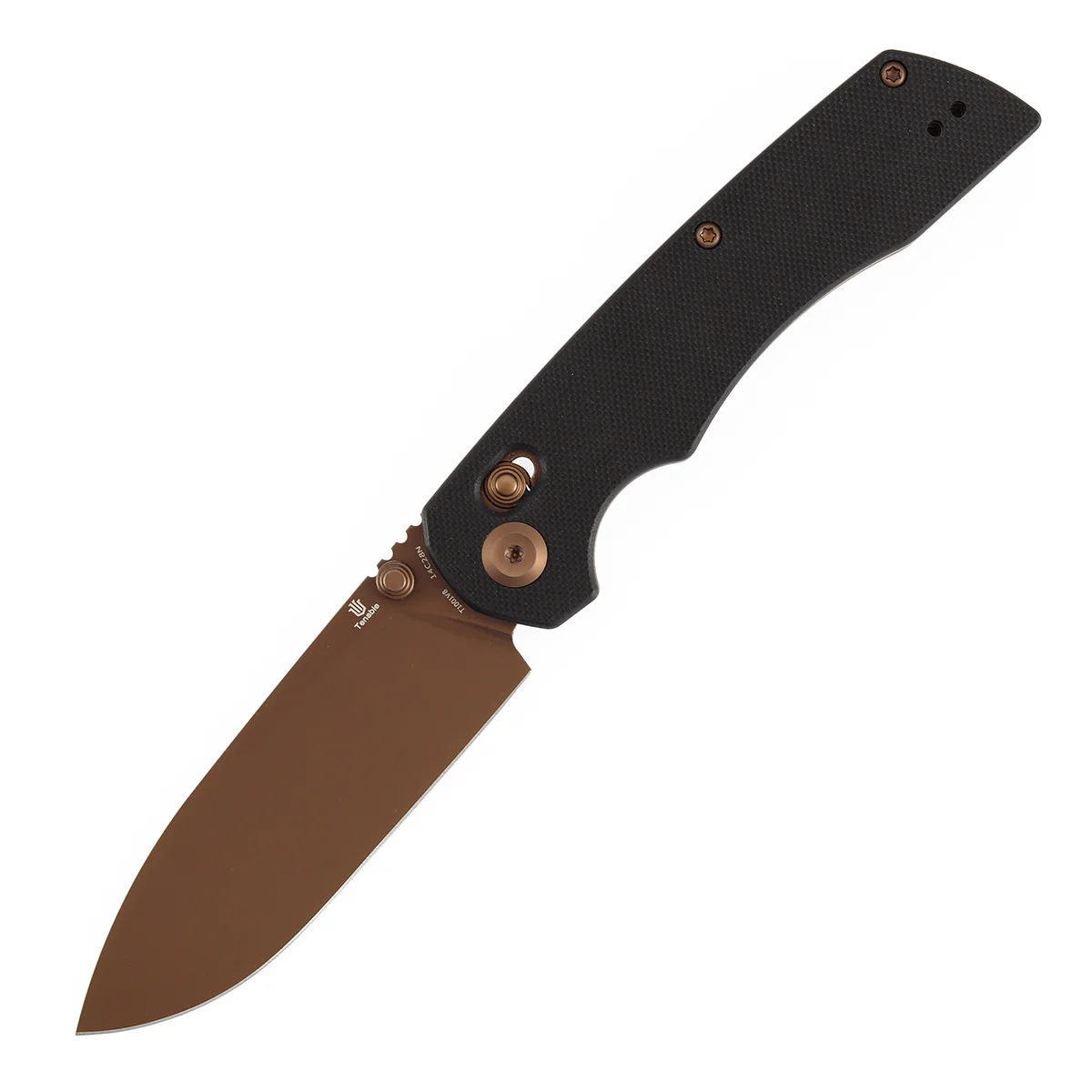 Tenable Kryo Cross Bar Lock | Black G10 Handle | 3.58‘’ Rose Gold Coated 14C28N Blade | Kim Ning Design-T1001V8 - Image 2