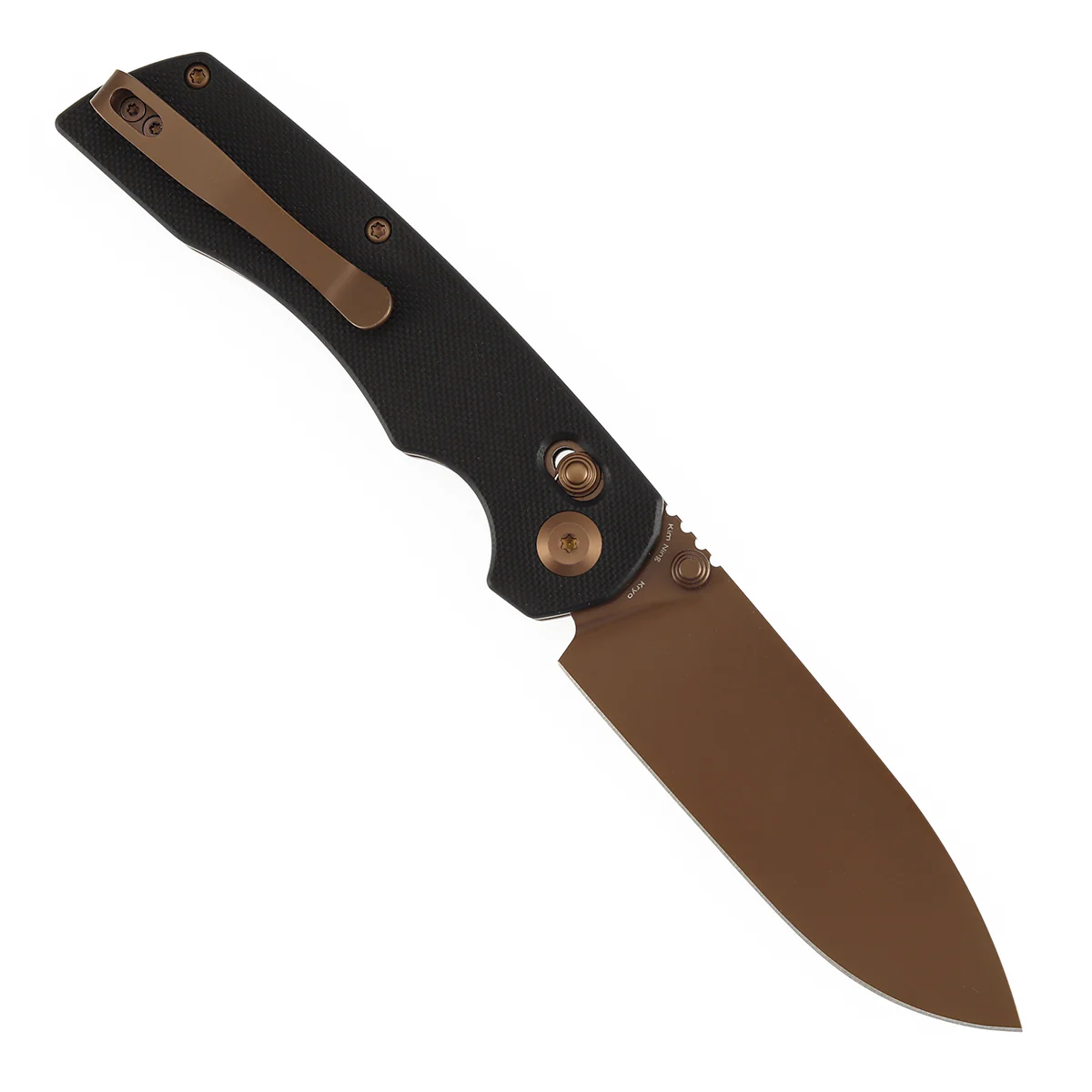 Tenable Kryo Cross Bar Lock | Black G10 Handle | 3.58‘’ Rose Gold Coated 14C28N Blade | Kim Ning Design-T1001V8 - Image 3