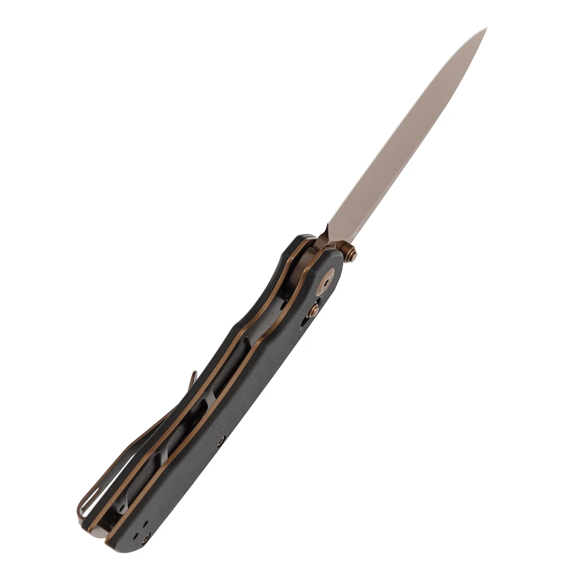 Tenable Kryo Cross Bar Lock | Black G10 Handle | 3.58‘’ Rose Gold Coated 14C28N Blade | Kim Ning Design-T1001V8 - Image 5