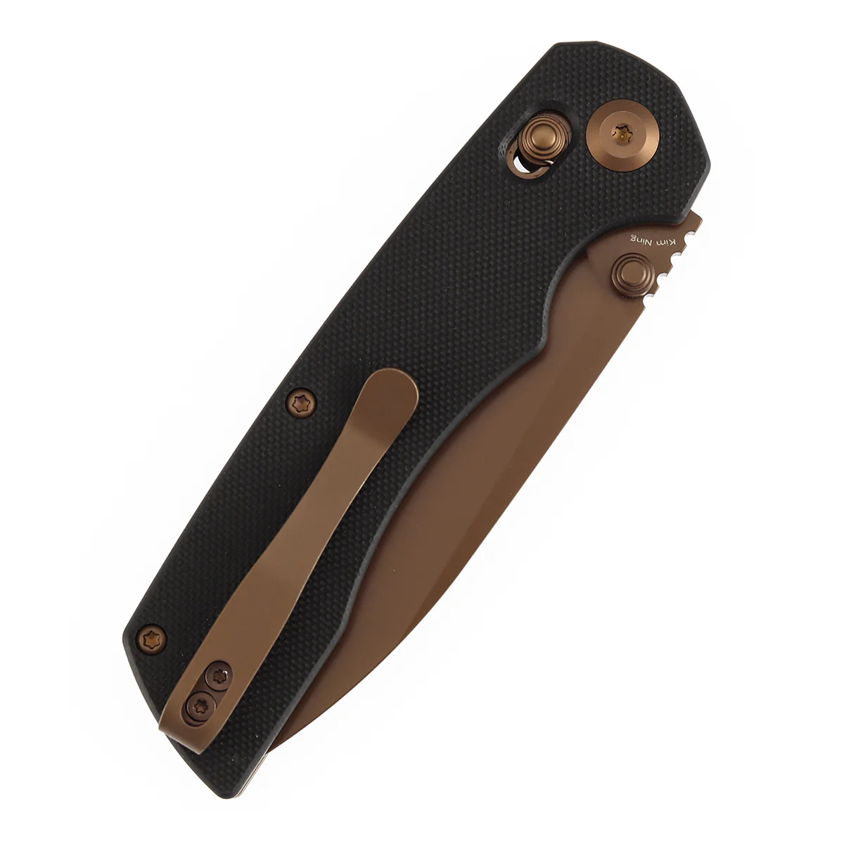 Tenable Kryo Cross Bar Lock | Black G10 Handle | 3.58‘’ Rose Gold Coated 14C28N Blade | Kim Ning Design-T1001V8 - Image 7