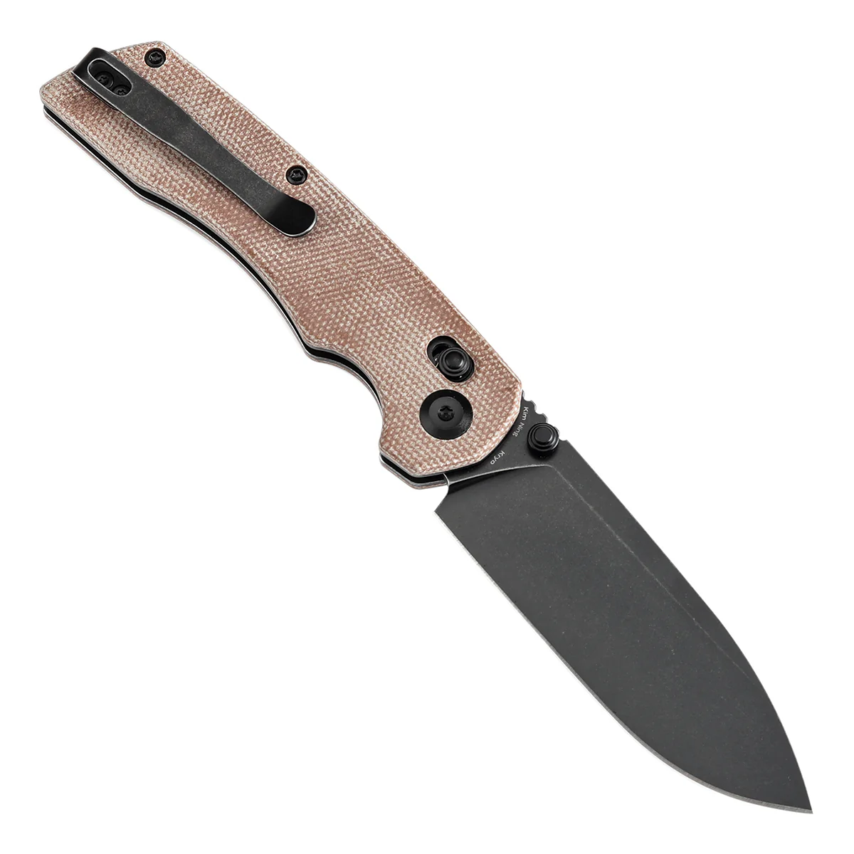 Tenable Kryo Cross Bar Lock Brown Micarta Handle (3.58‘’ Blackwash 14C28N Blade) Kim Ning Design-T1001V5 - Image 3