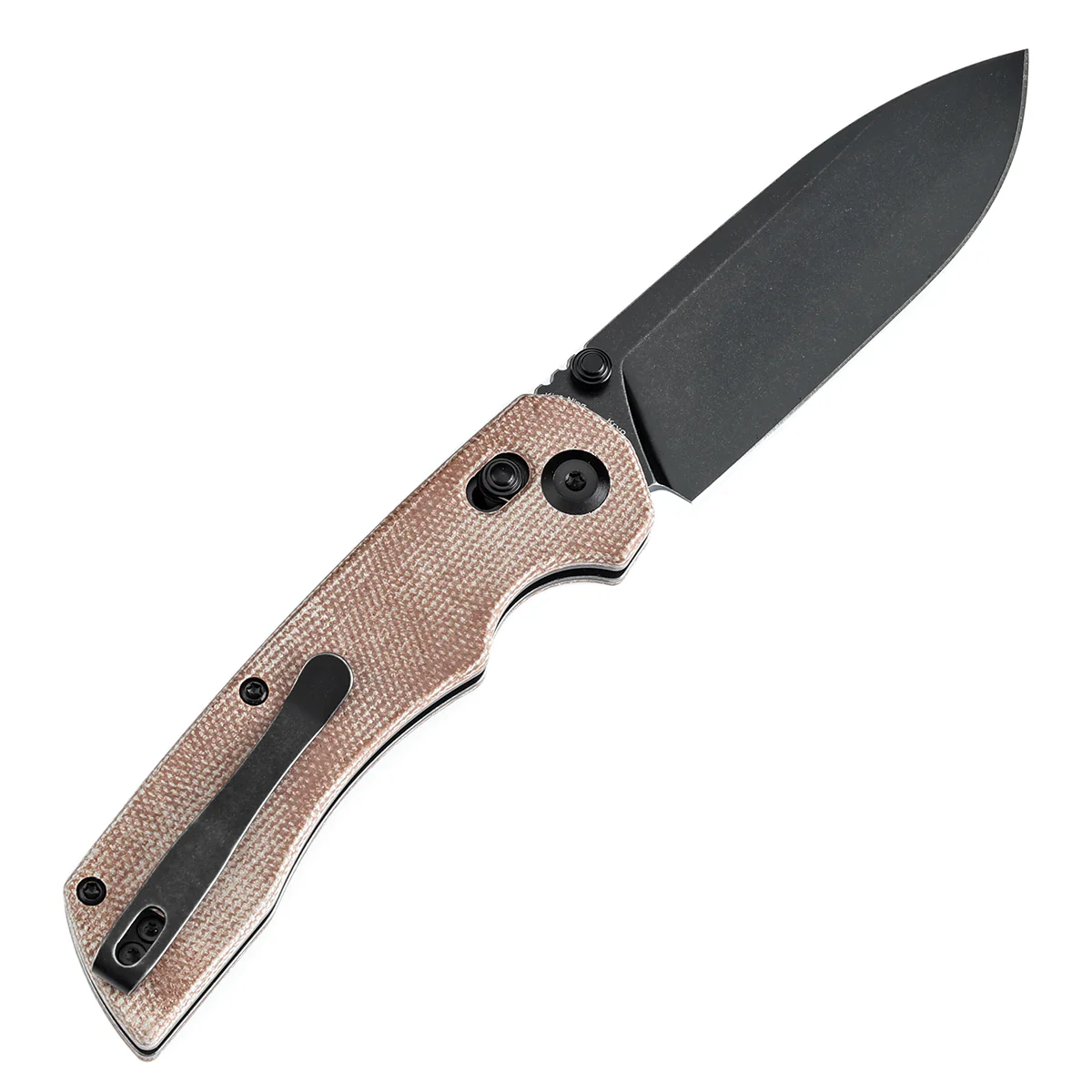 Tenable Kryo Cross Bar Lock Brown Micarta Handle (3.58‘’ Blackwash 14C28N Blade) Kim Ning Design-T1001V5 - Image 8
