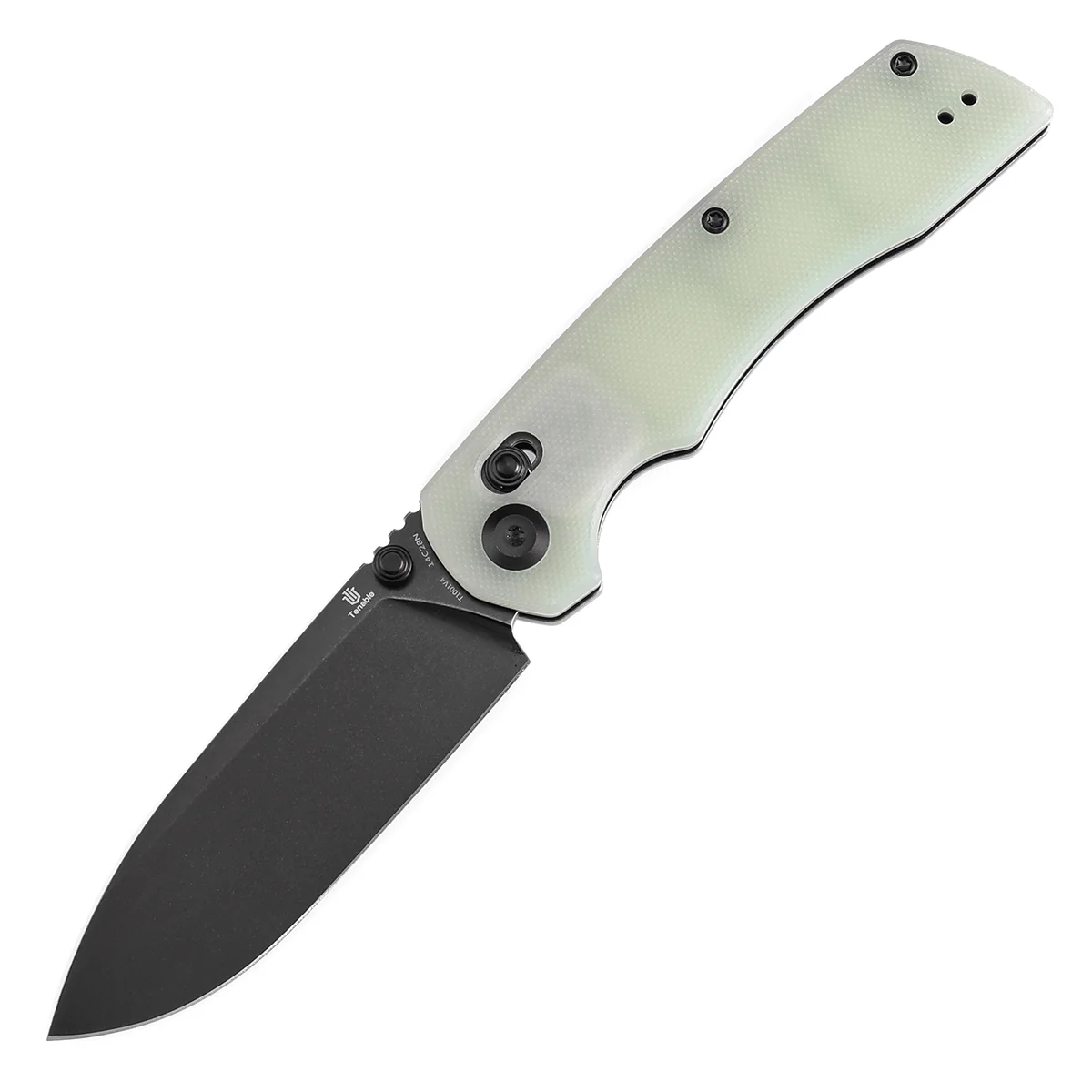 Tenable Kryo Cross Bar Lock Jade G10 Handle (3.58‘’ Blackwash 14C28N Blade) Kim Ning Design-T1001V4 - Image 2