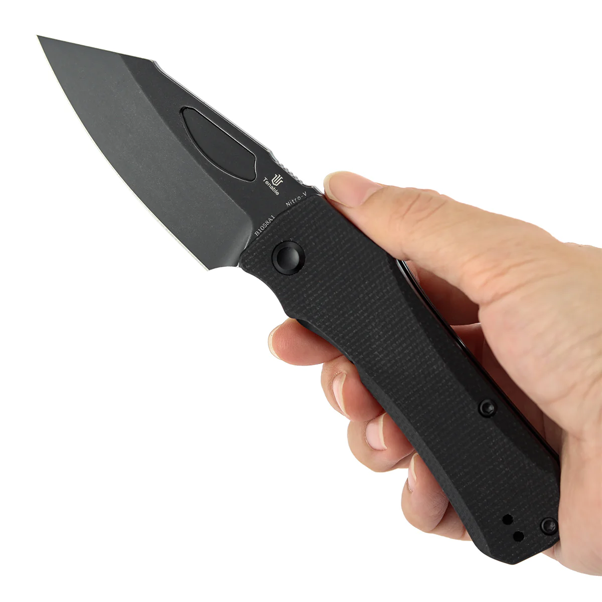 Tenable Loki Liner Lock Knife | 3.0" Blackwash Nitro-V Blade | Black Micarta Handle | Steven Dunnuck Design - B1058A1 - Image 10