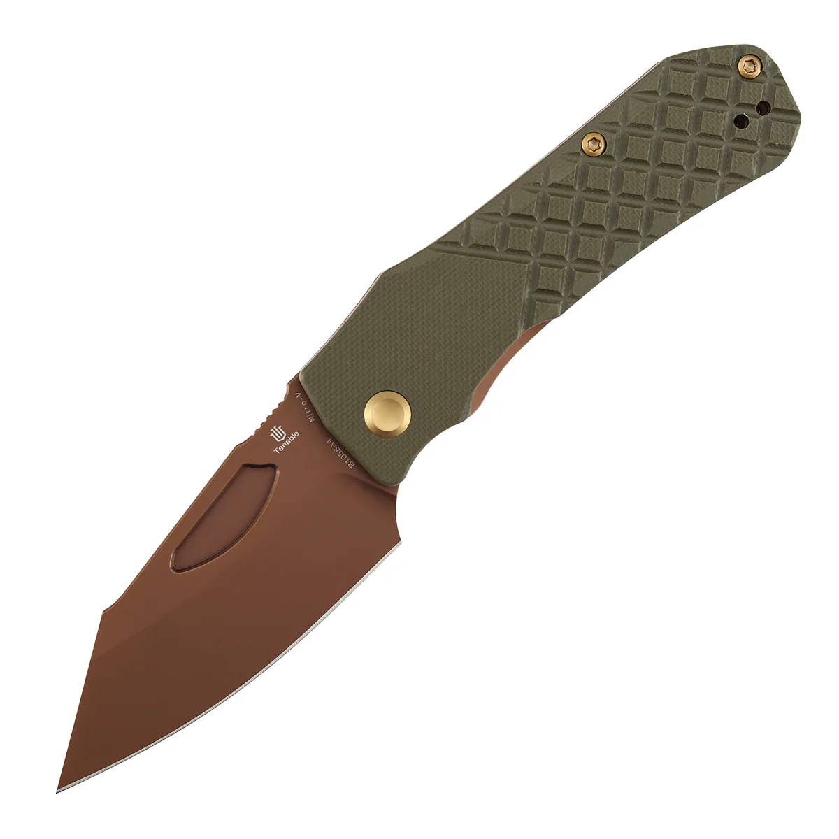 Tenable Loki Liner Lock Knife | 3.0" Rose Gold Nitro-V Blade | Olive Green G10 Handle | Steven Dunnuck Design - B1058A4 - Image 2