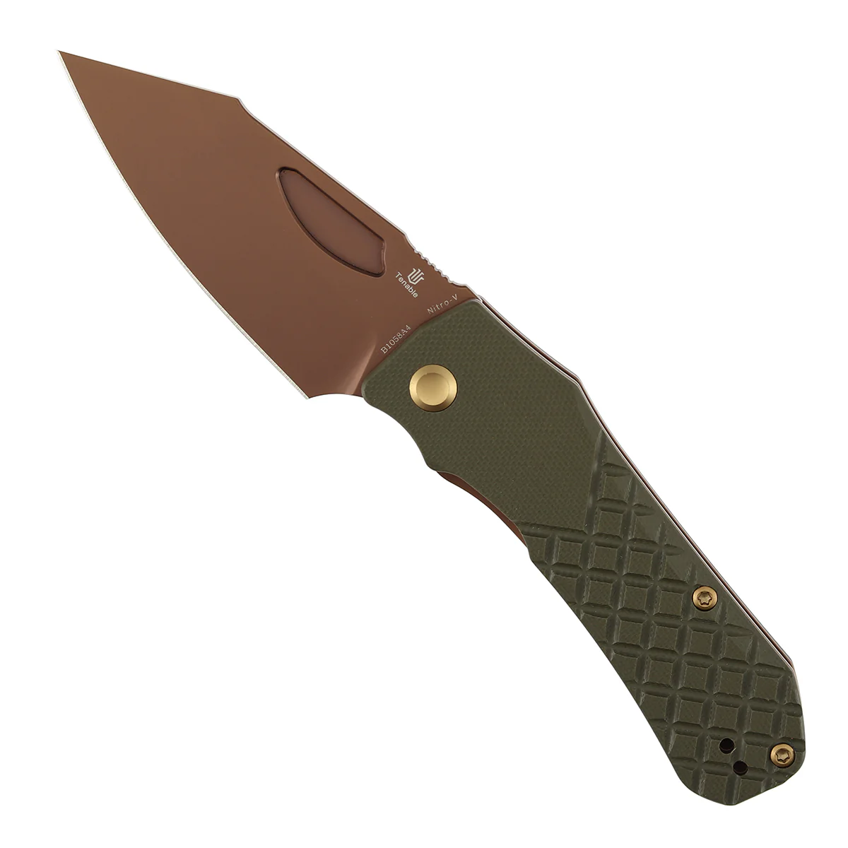 Tenable Loki Liner Lock Knife | 3.0" Rose Gold Nitro-V Blade | Olive Green G10 Handle | Steven Dunnuck Design - B1058A4 - Image 3