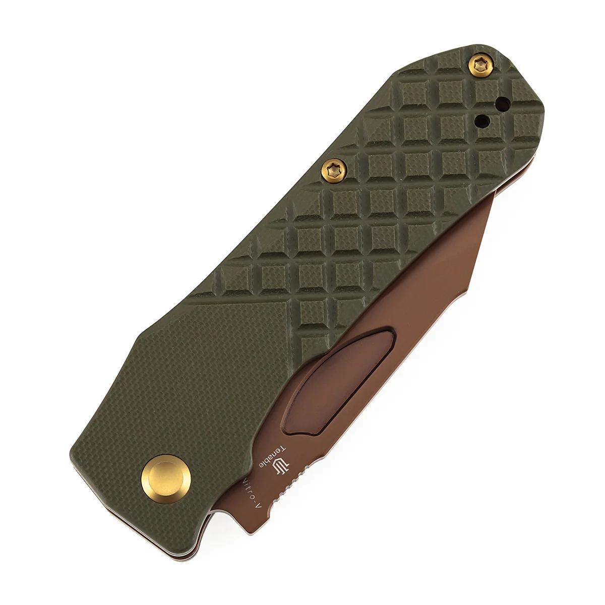 Tenable Loki Liner Lock Knife | 3.0" Rose Gold Nitro-V Blade | Olive Green G10 Handle | Steven Dunnuck Design - B1058A4 - Image 8