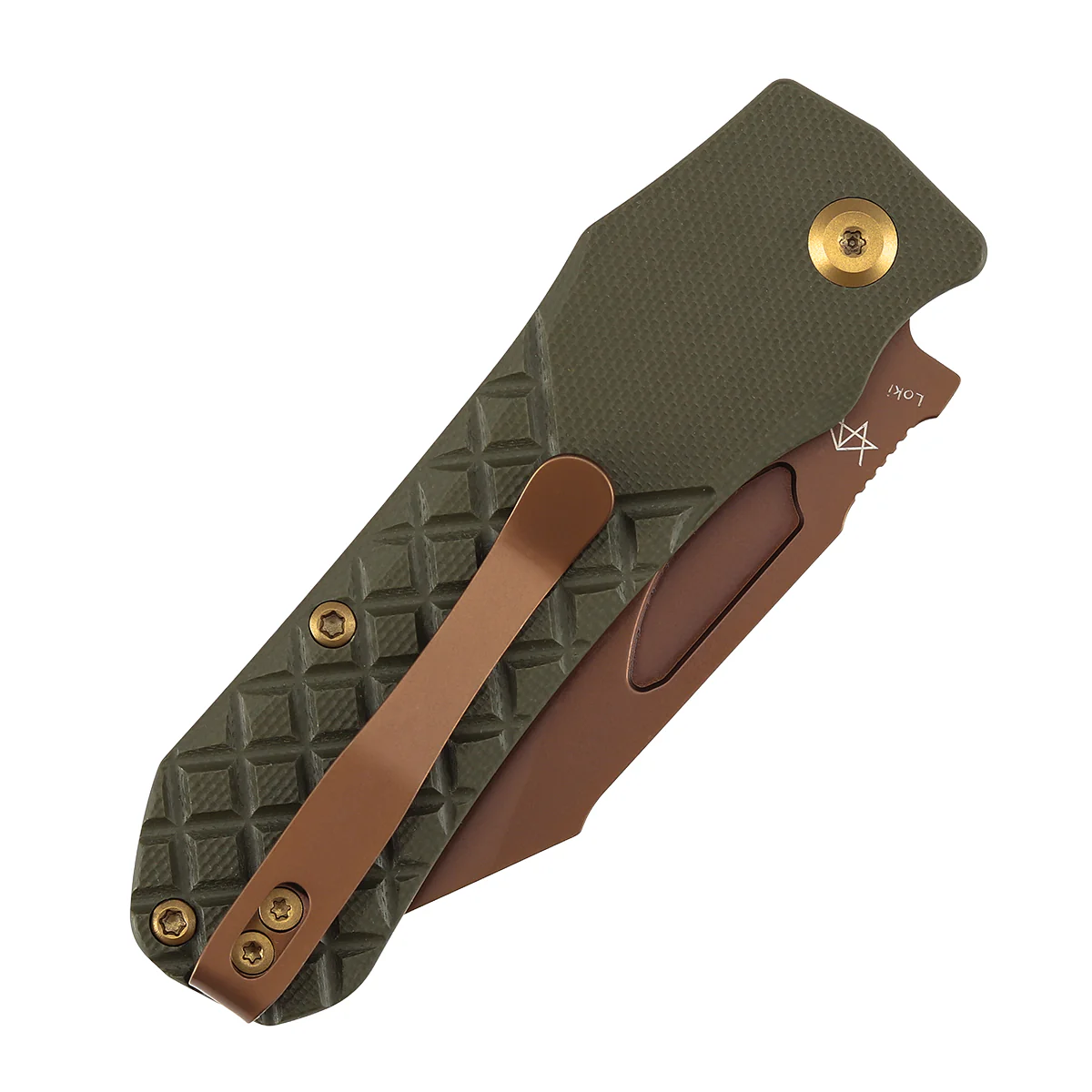 Tenable Loki Liner Lock Knife | 3.0" Rose Gold Nitro-V Blade | Olive Green G10 Handle | Steven Dunnuck Design - B1058A4 - Image 9