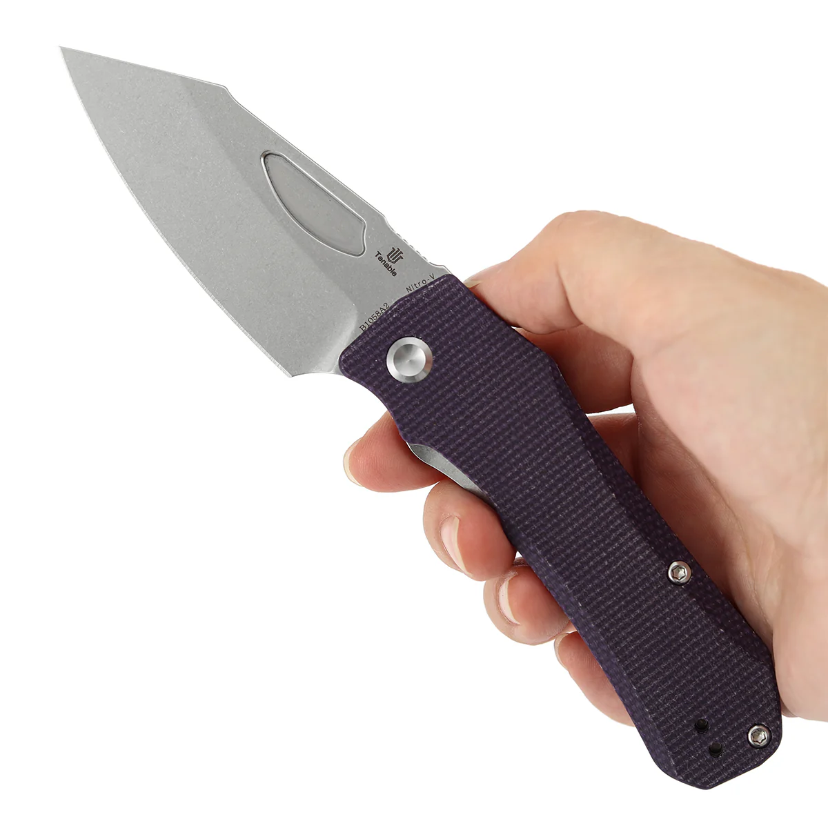 Tenable Loki Liner Lock Knife | 3.0" Stonewashed Nitro-V Blade | Purple Micarta Handle | Steven Dunnuck Design - B1058A2 - Image 10
