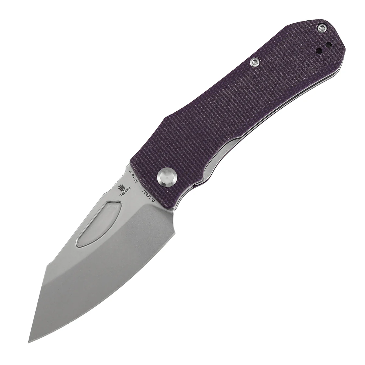 Tenable Loki Liner Lock Knife | 3.0" Stonewashed Nitro-V Blade | Purple Micarta Handle | Steven Dunnuck Design - B1058A2 - Image 2