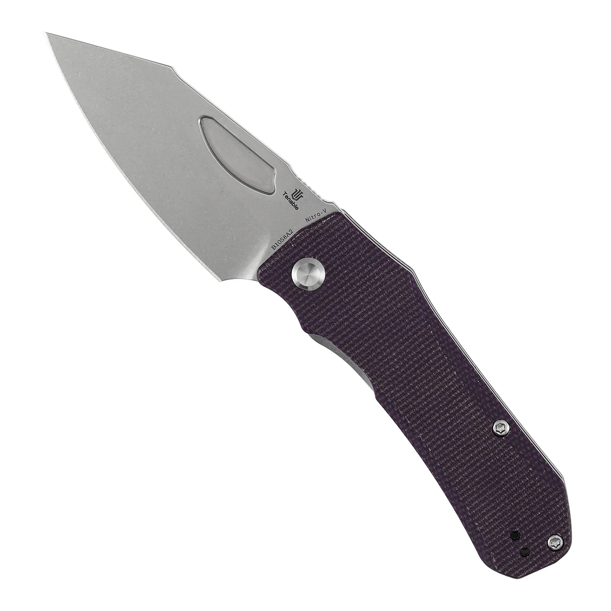 Tenable Loki Liner Lock Knife | 3.0" Stonewashed Nitro-V Blade | Purple Micarta Handle | Steven Dunnuck Design - B1058A2 - Image 3