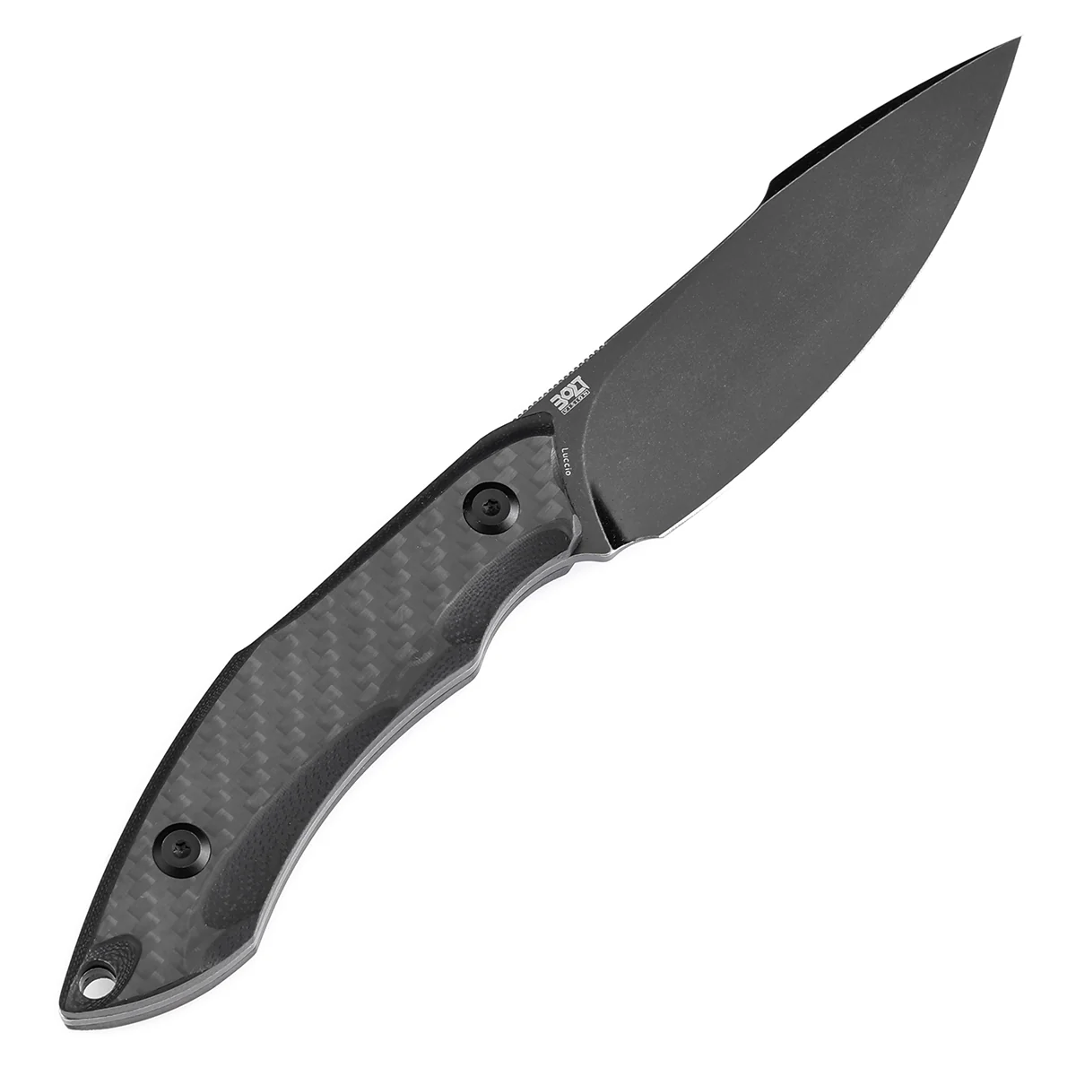 Tenable Luccio Fixed Blade Knife with Carbon Fiber & G10 Handle (3.81" Blackwash 14C28N Blade) - Bolt Vision Design - G007A6 - Image 6