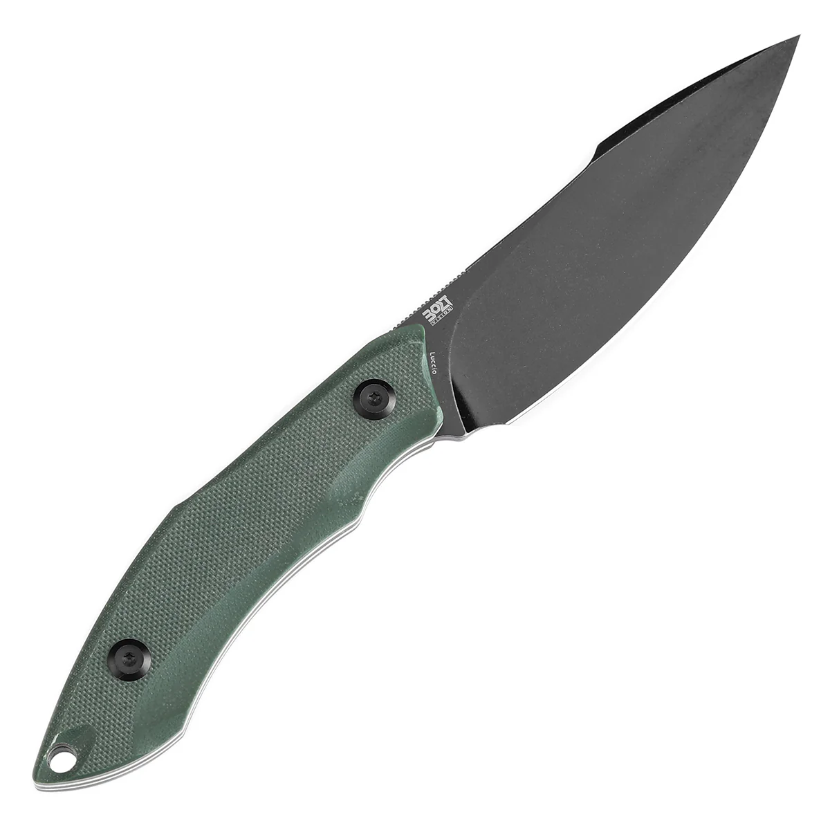 Tenable Luccio Fixed Blade Knife with Green G10 Handle (3.81" Blackwash 14C28N Blade) - Bolt Vision Design - G007A1 - Image 6